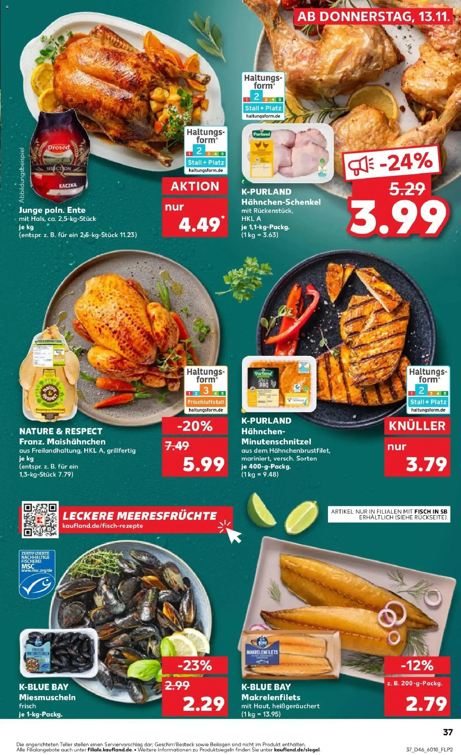 Kaufland prospekt Landau In Der Pfalz	 – gültig ab 17.11.2025 | Seite: 37 | Produkte: Hahnchen, Fisch, Meeresfrüchte, Ente
