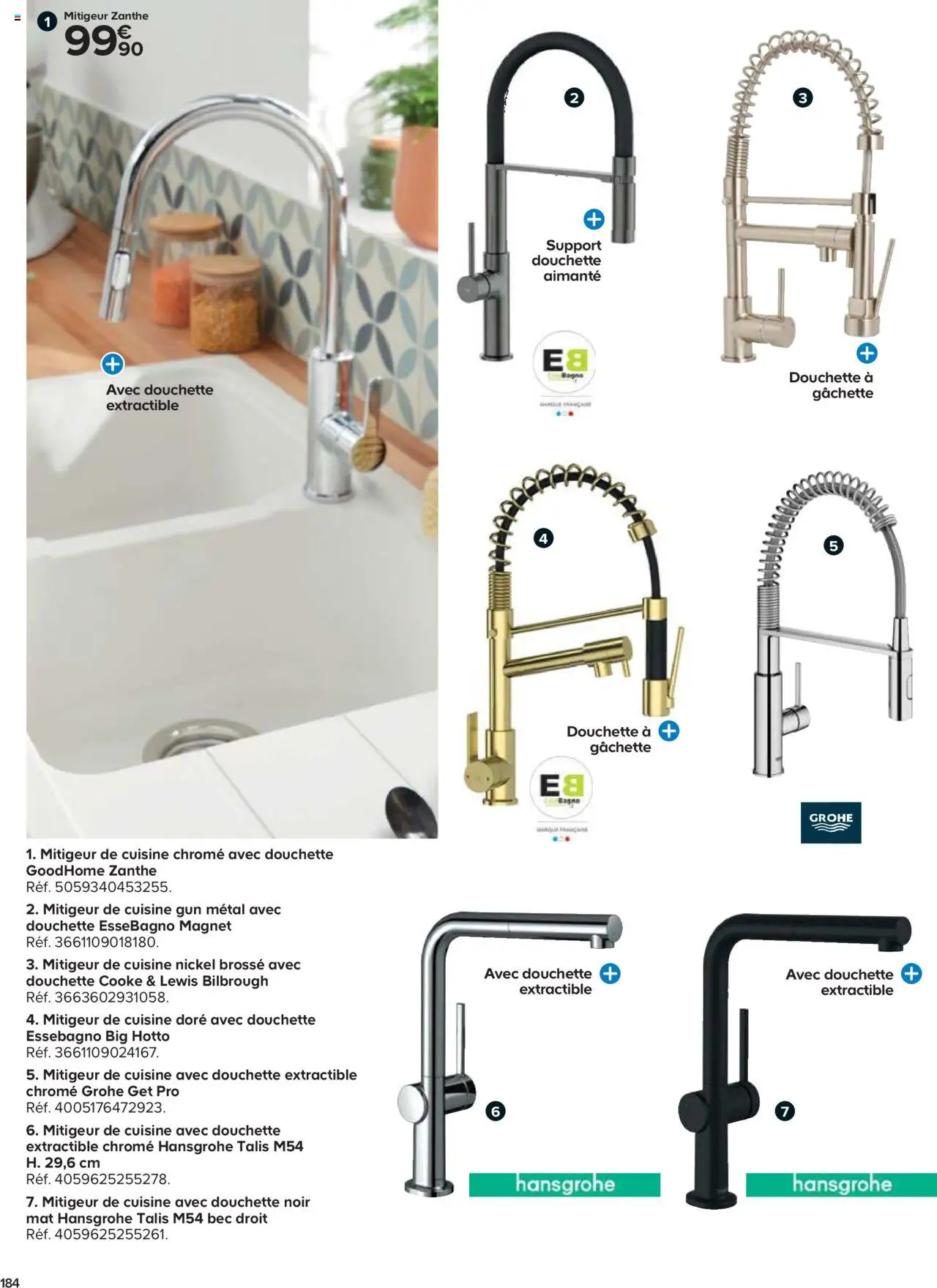 {H1} | Page: 184 | Produits: Brosse, Mitigeur de cuisine