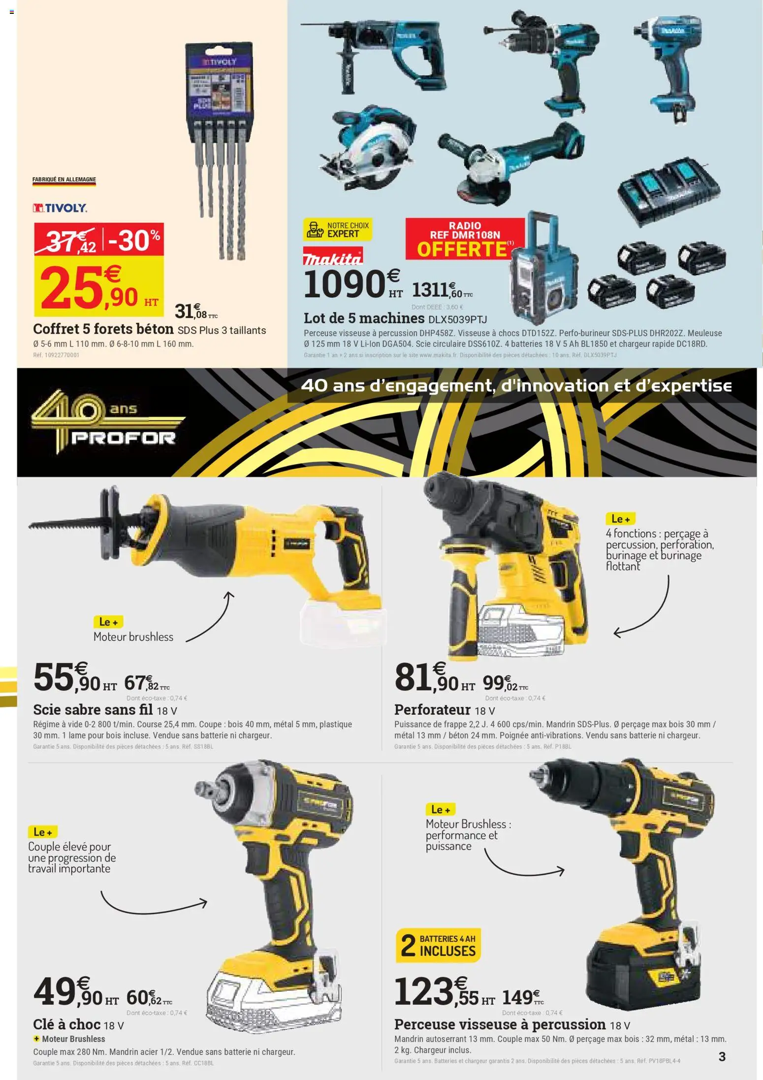 {H1} | Page: 3 | Produits: Meuleuse, Clé, Scie circulaire, Batterie
