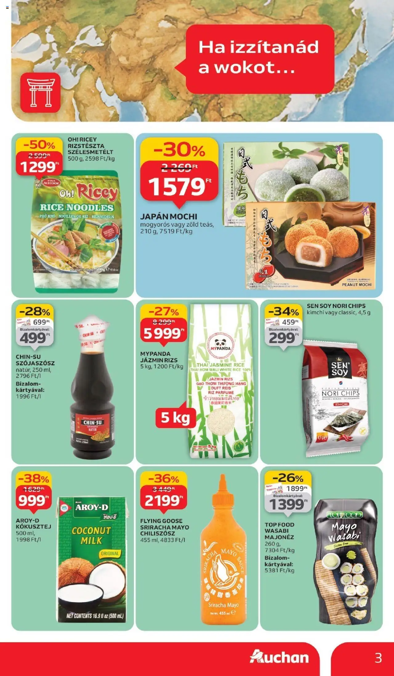 Auchan akciós ujság - amely érvényes a következő dátumtól: 11.09.2025 | Oldal: 3 | Termékek: Chiliszósz, Kókusztej, Wasabi, Majonéz