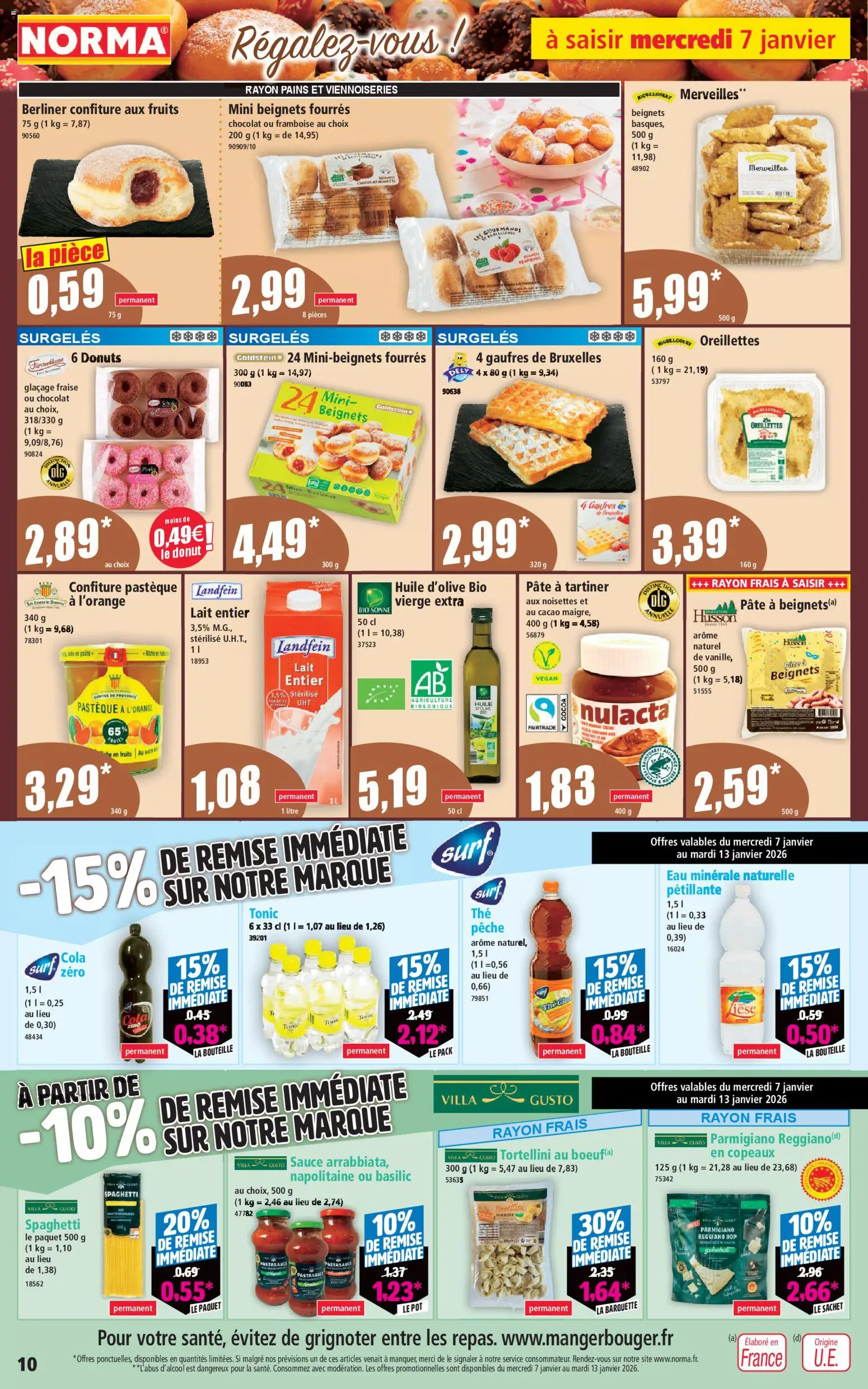 {H1} | Page: 10 | Produits: Eau minérale, Framboise, Spaghetti, Chocolat