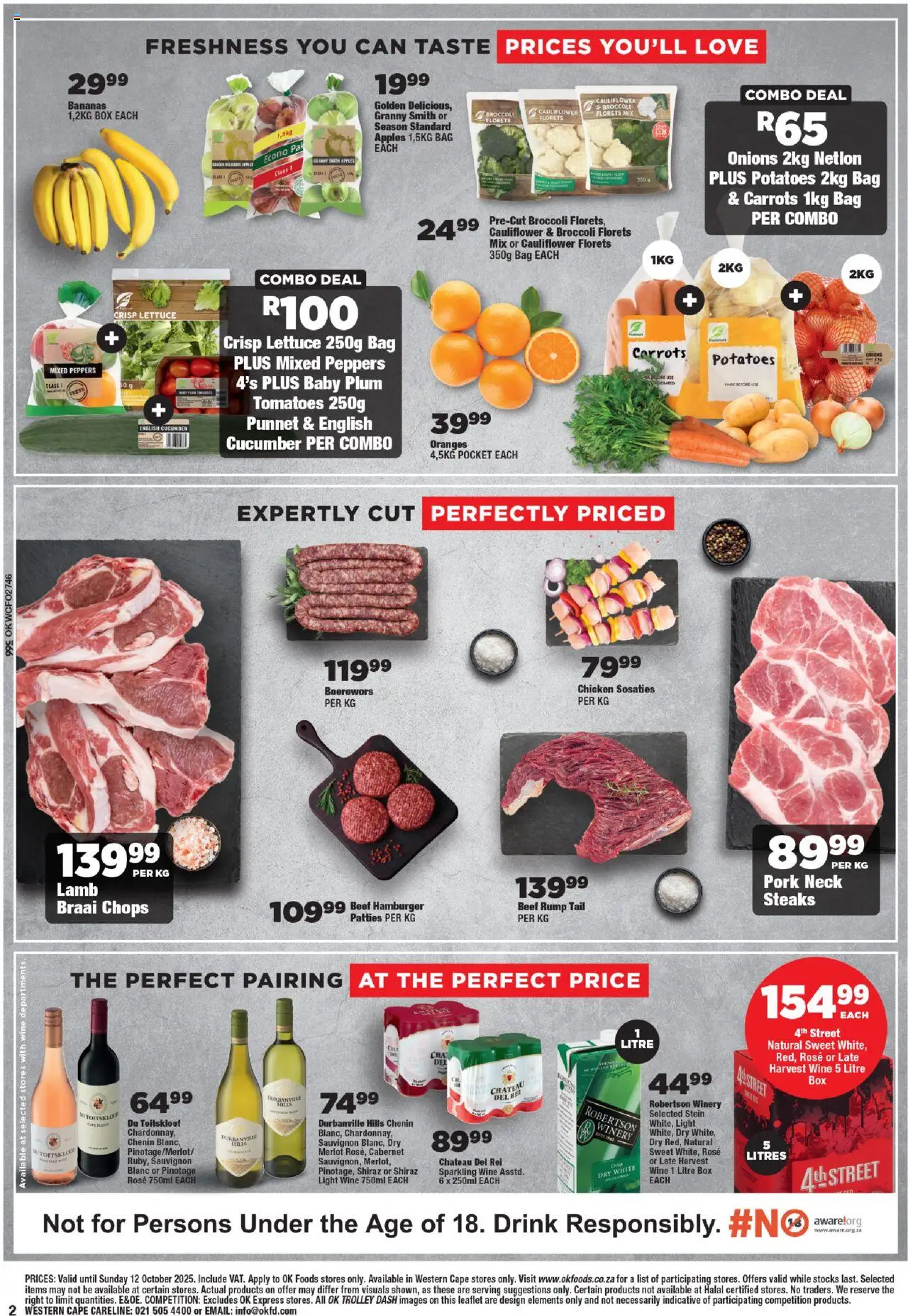 New OK Foods catalogue – valid from 24.09.2025 | Page: 2 | Products: Wine, Potatoes, Onions, Lettuce