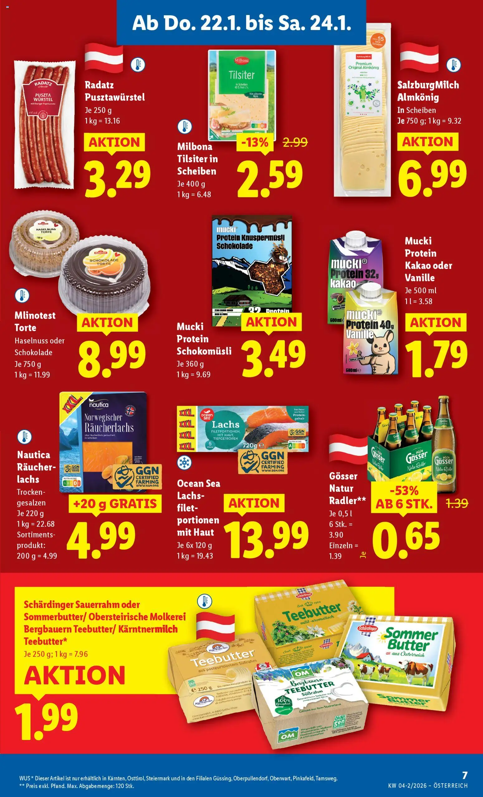 Lidl Flugblatt - Oberpullendorf, Güssing, Oberwart gültig ab 22.01.2026 | Seite: 11 | Produkte: Butter, Schokolade, Tee, Sauerrahm