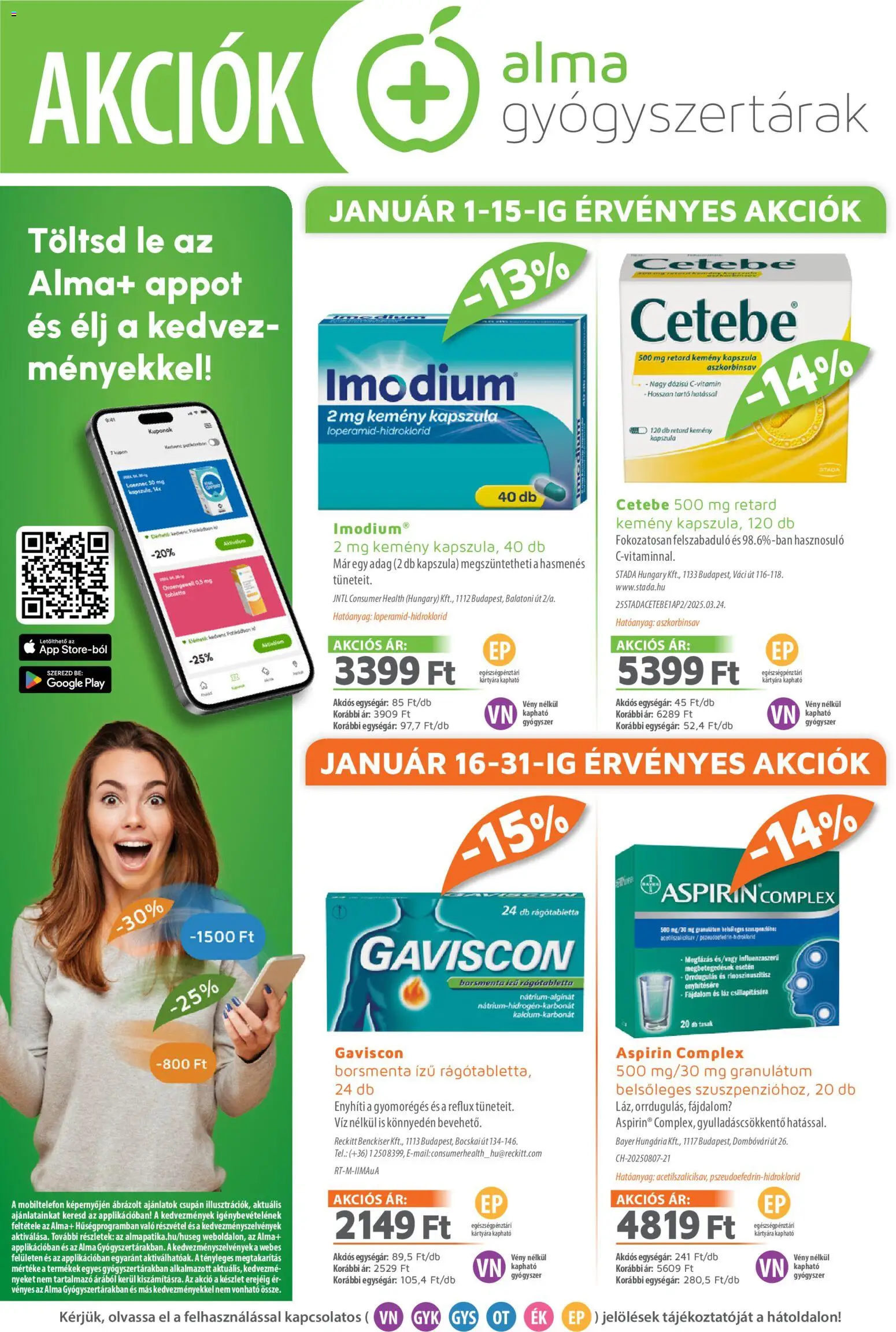 Alma Gyógyszertárak akciós ujság - amely érvényes a következő dátumtól: 01.01.2026 | Oldal: 1 | Termékek: Alma
