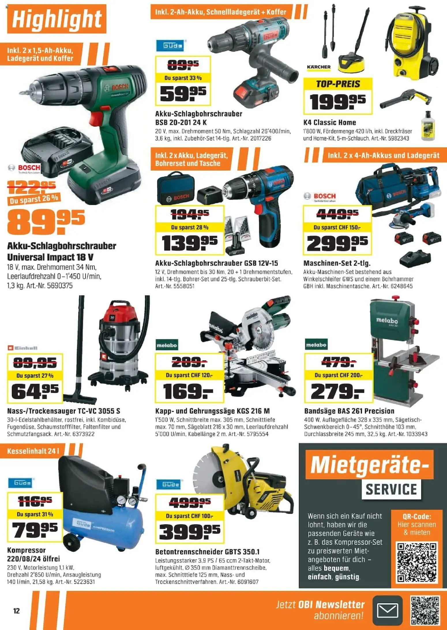 OBI aktionen Basel – gültig ab 31.03.2026 | Seite: 12 | Produkte: Koffer, Ladegerät, Tasche, Bosch