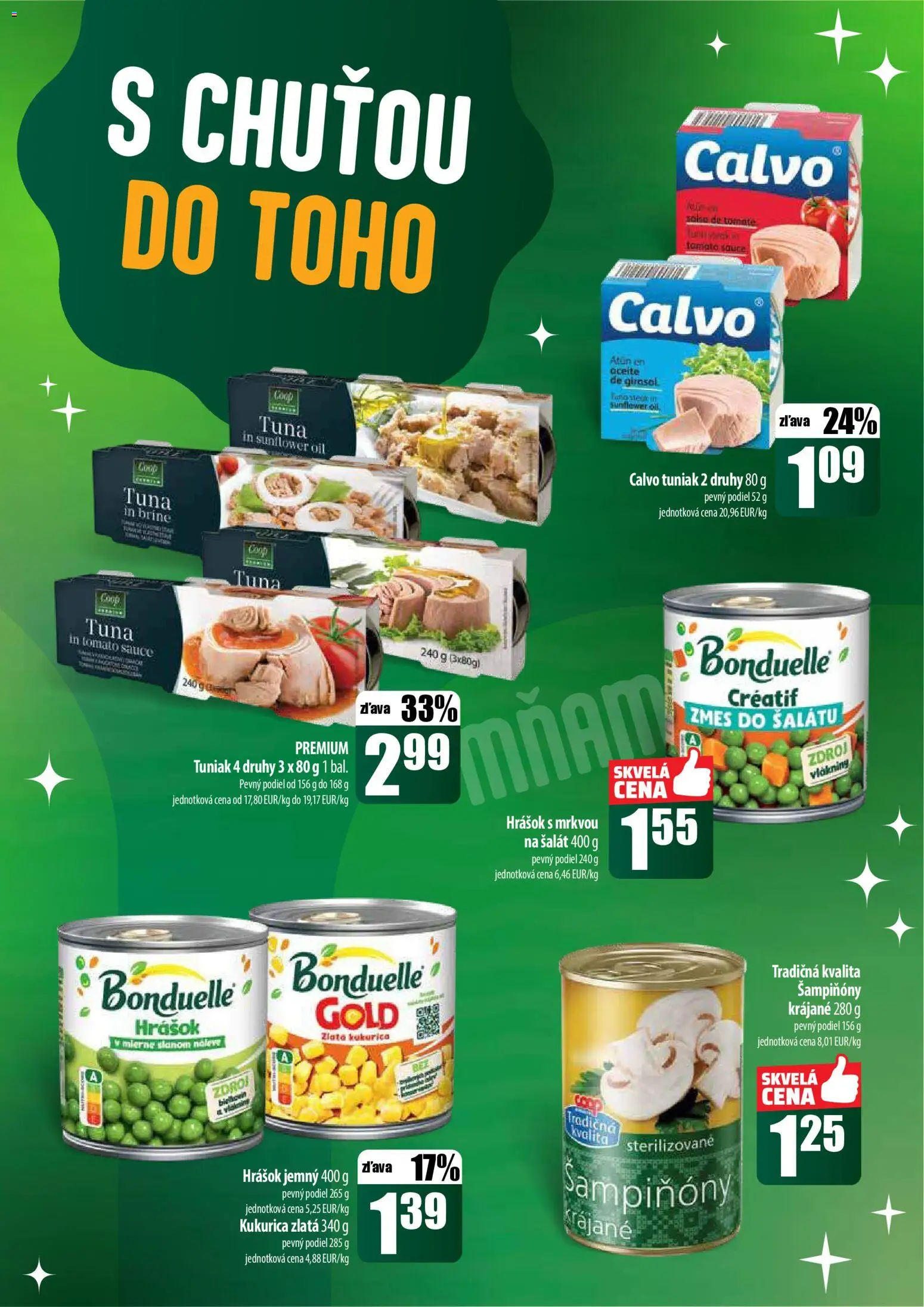 Nové COOP Jednota akcie – leták je platný od 18.12.2025 | Strana: 33 | Produkty: Tuniak, Hrášok, Šalát, Kukurica