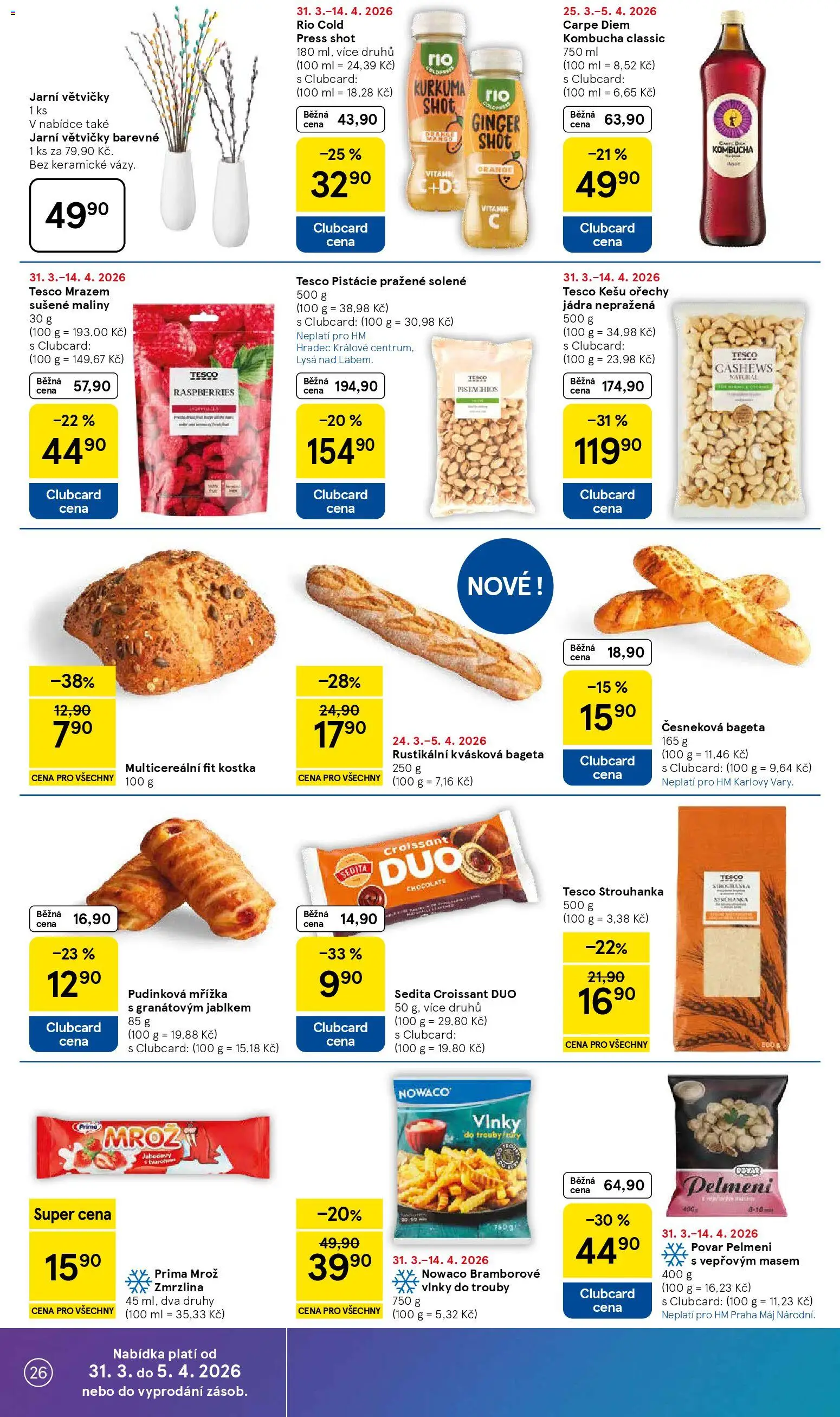 Tesco leták - Hypermarket od 31.03.2026 | Strana: 26 | Produkty: Kešu ořechy, Kombucha, Apple, Maliny