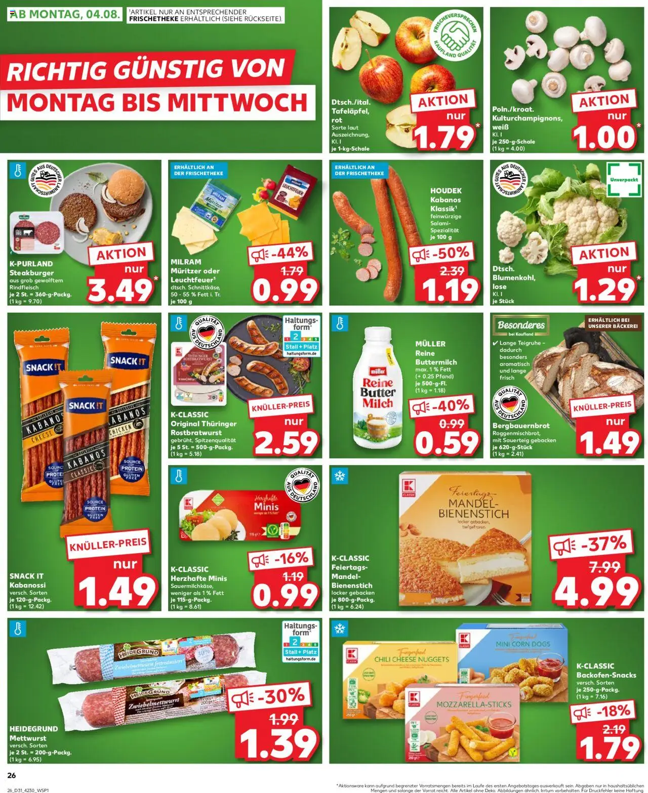 Kaufland Prospekt 	 - gültig ab dem 31.07.2025 | Seite: 26 | Produkte: Butter, Chili, Salami, Rindfleisch
