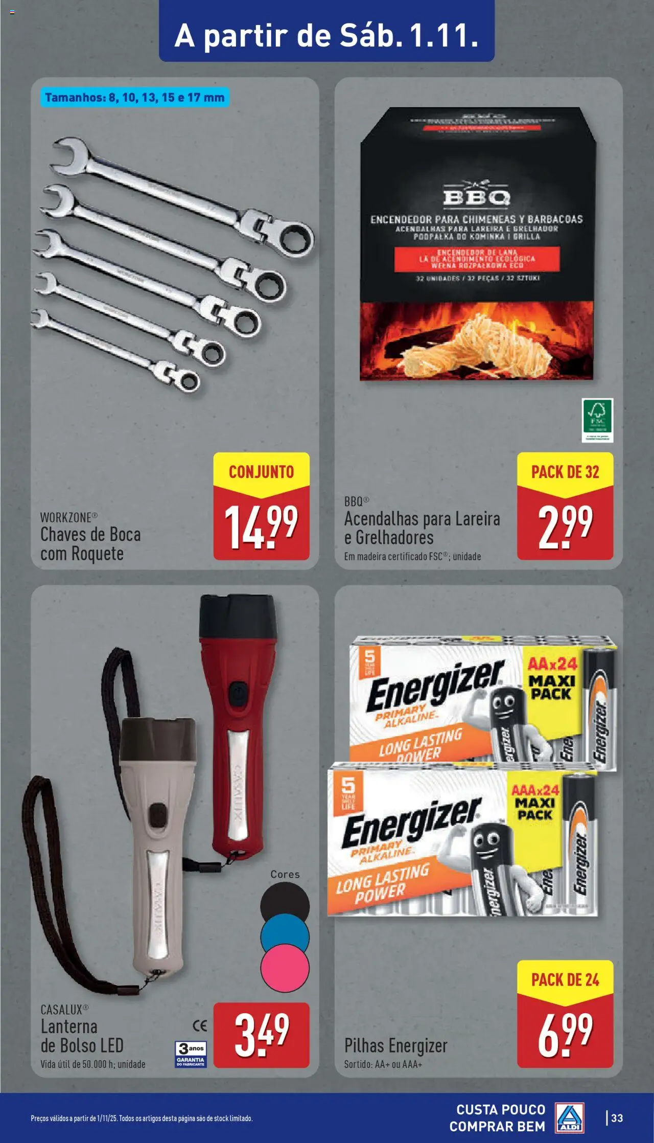 Aldi folheto │ válido de 27.10.2025 | Página: 33 | Produtos: Pilhas, Lanterna