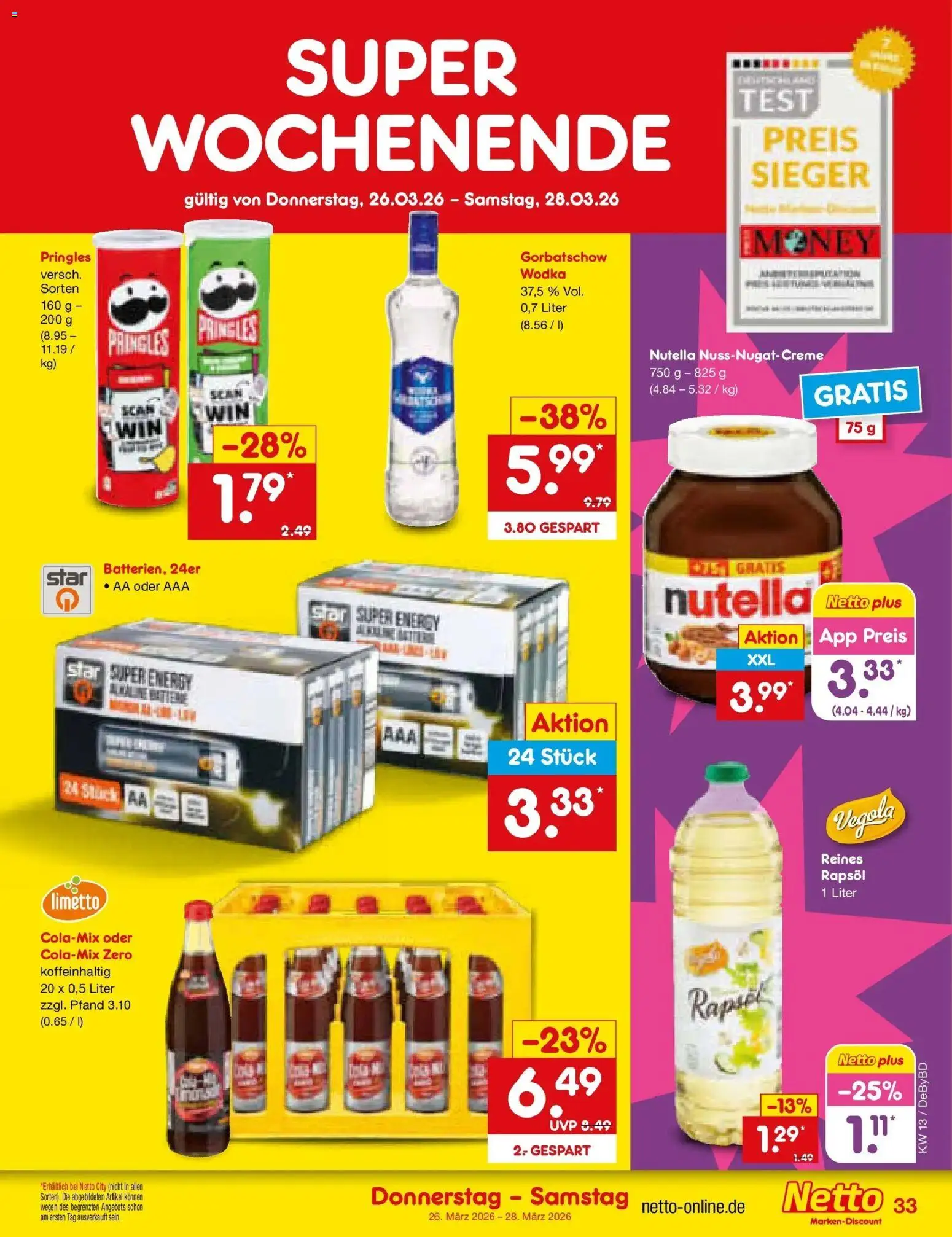 Netto Marken-Discount Prospekt Buttenwiesen	 – gültig ab 23.03.2026 | Seite: 47 | Produkte: Energy, Nutella, Pringles, Wodka