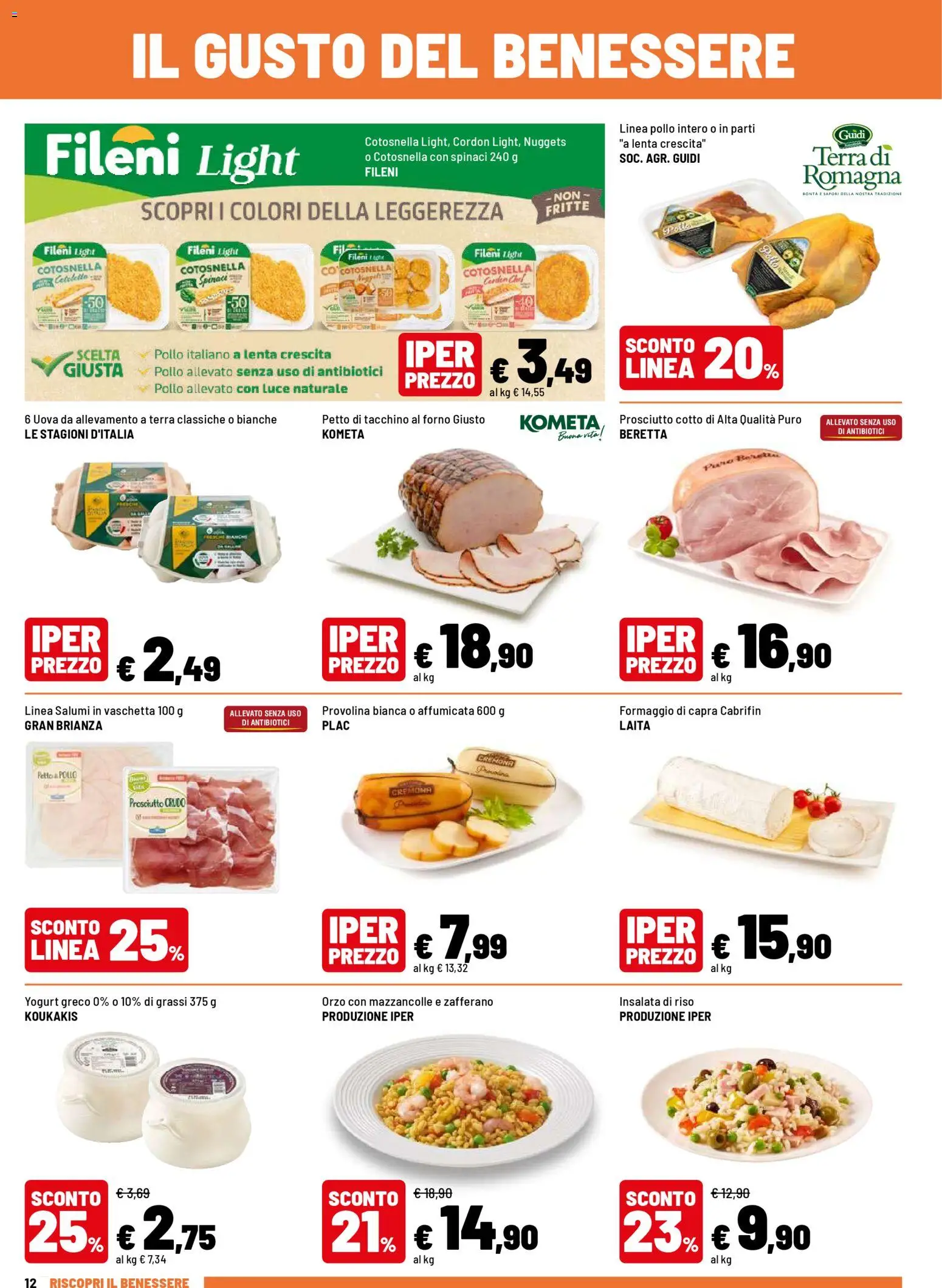 Volantino Iper del 16.04.2026 | Pagina: 12 | Prodotti: Yogurt greco, Insalata, Mazzancolle, Prosciutto