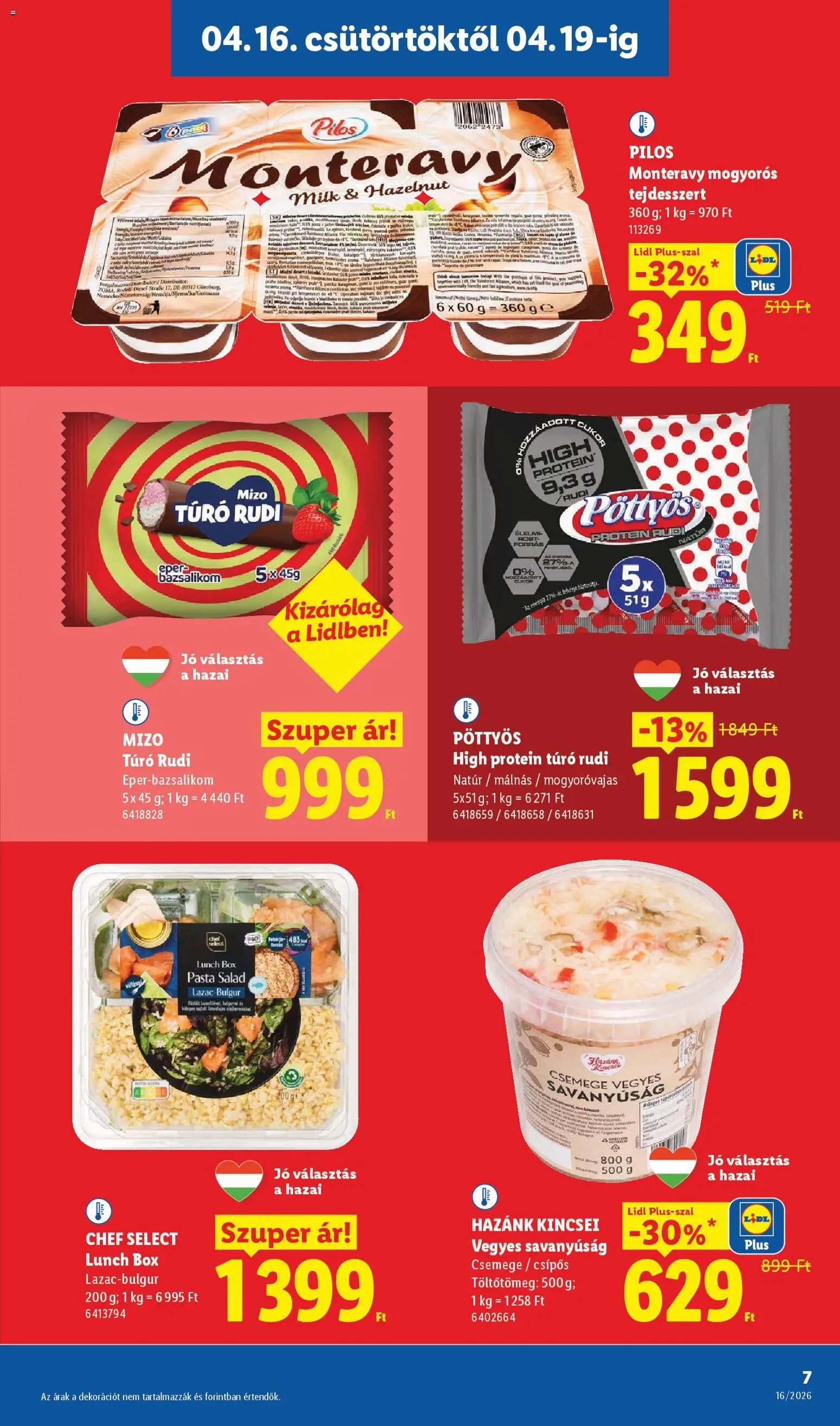 Lidl akciós ujság - amely érvényes a következő dátumtól: 16.04.2026 | Oldal: 7 | Termékek: Bazsalikom, Protein, Lazac, Bulgur