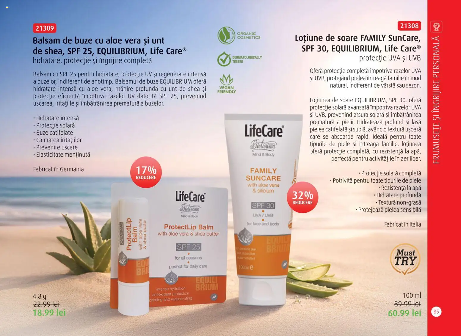 Noul catalog Life Care – valabil de la 01.04.2026 | Pagină: 87 | Produse: Aloe vera, Unt, Protecție solară, Apă