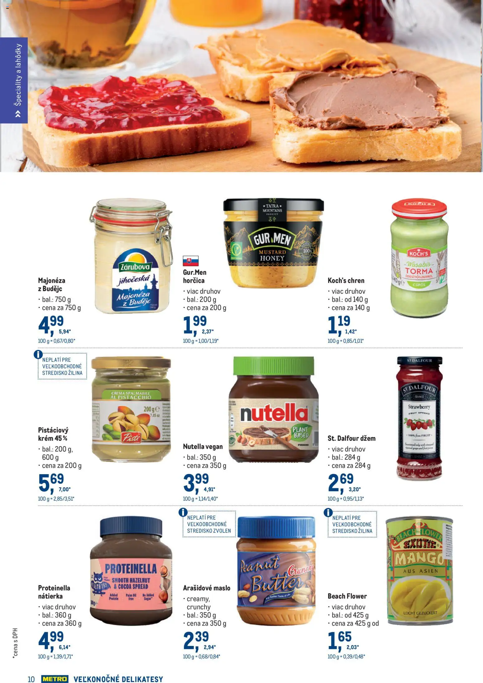 Nové Metro akcie – leták je platný od 11.03.2026 | Strana: 10 | Produkty: Chren, Protein, Mango, Nutella