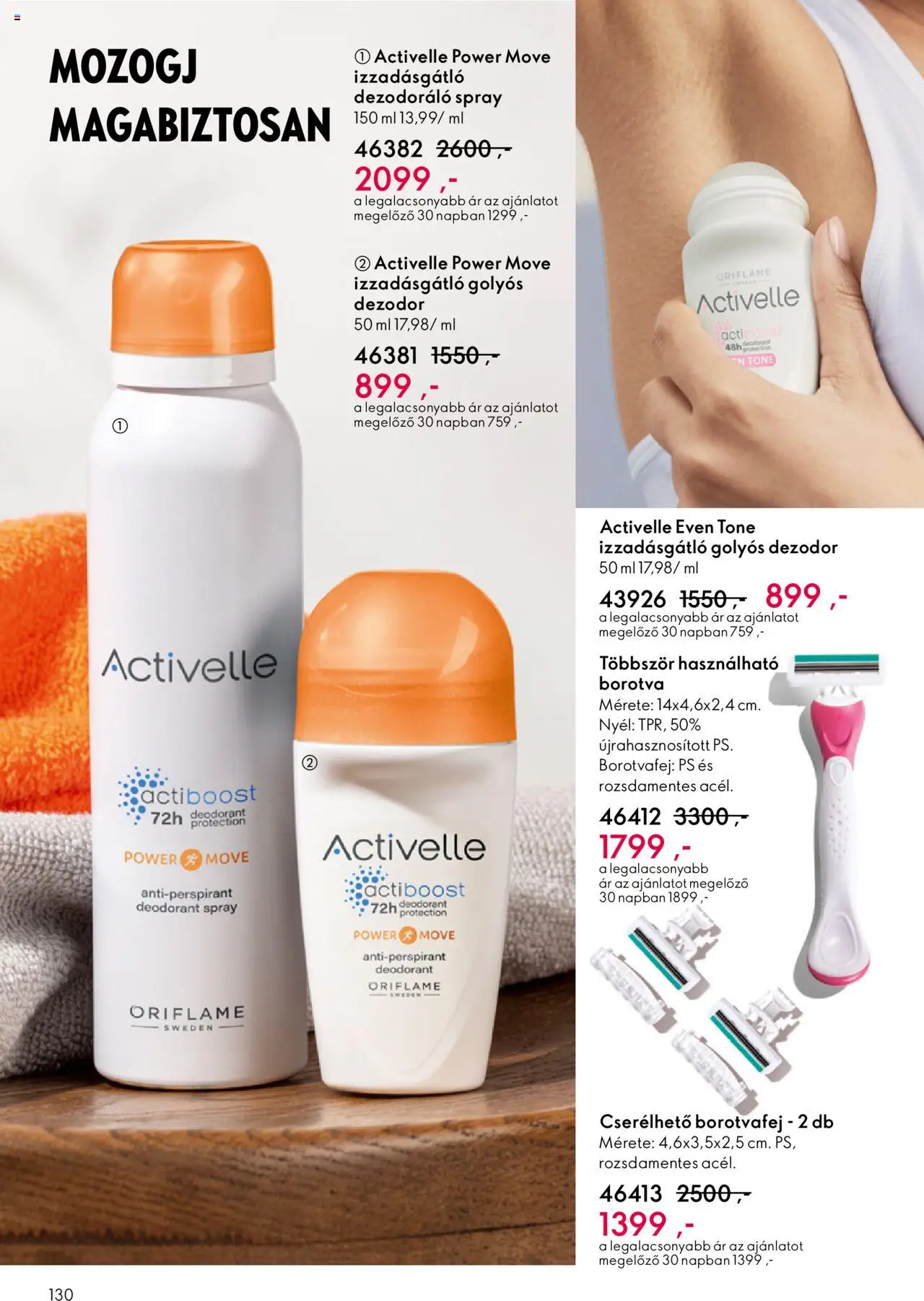 Oriflame akciós ujság - amely érvényes a következő dátumtól: 07.09.2025 | Oldal: 130 | Termékek: Borotva, Dezodor, Izzadásgátló