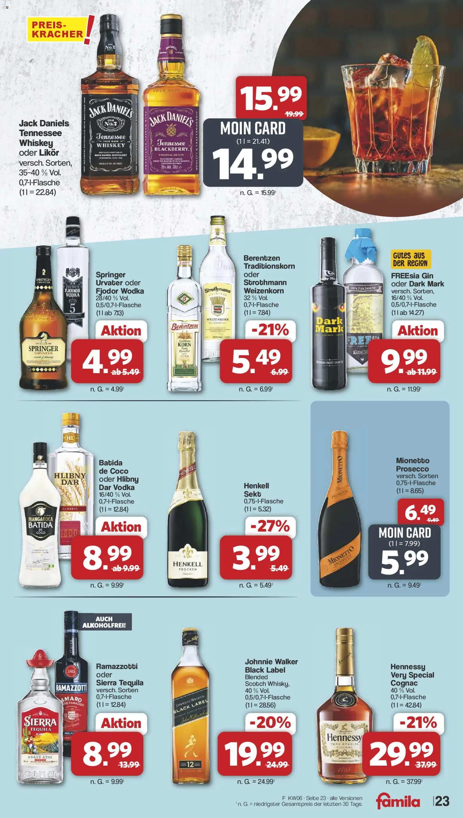 Famila Nordwest Prospekt 	 – gültig ab 02.02.2026 | Seite: 23 | Produkte: Sekt, Tequila, Gin, Berentzen