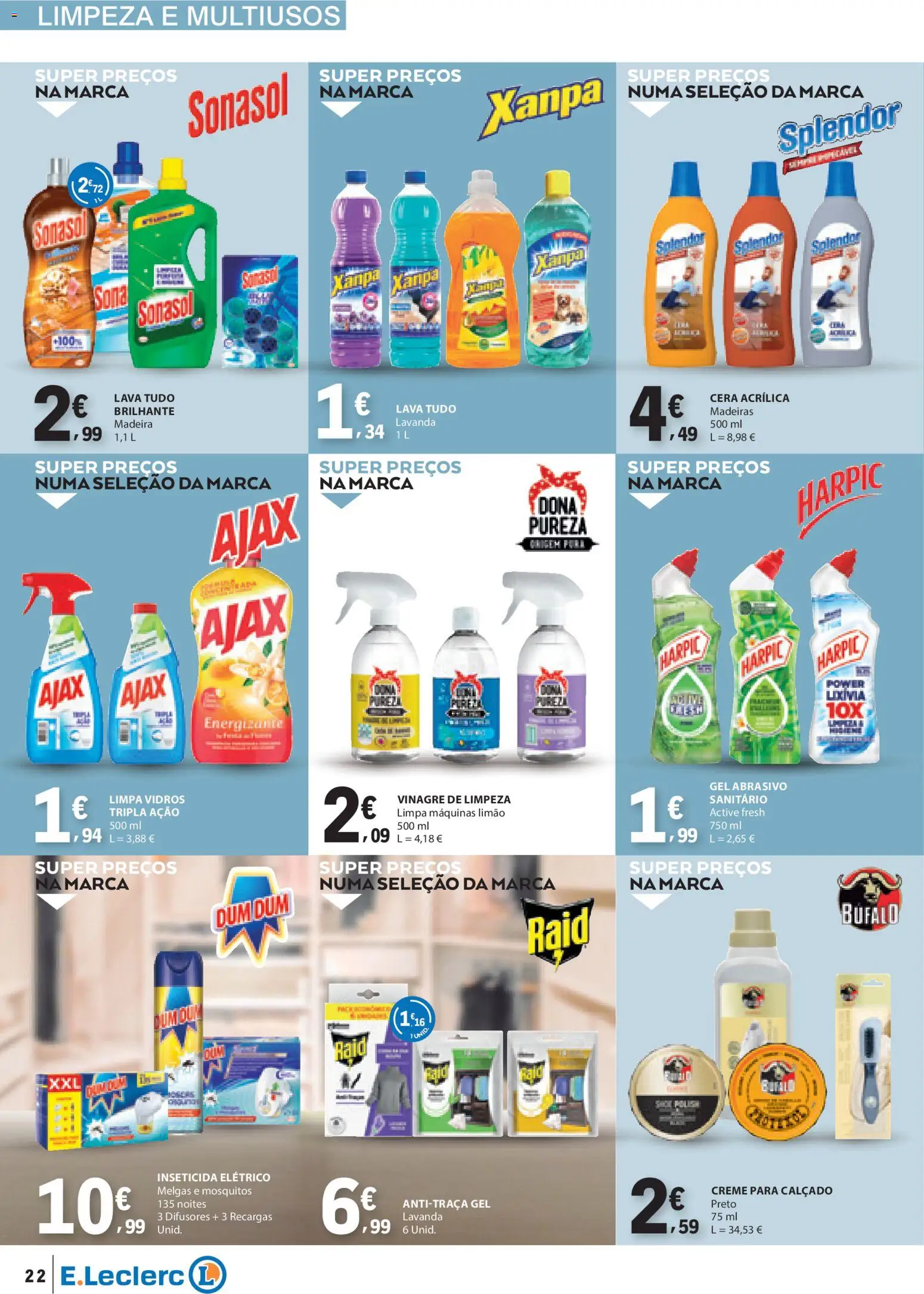 E.Leclerc Têxtil Lar e Limpeza │ válido de 30.12.2025 | Página: 22 | Produtos: Inseticida, Cera, Madeiras, Creme