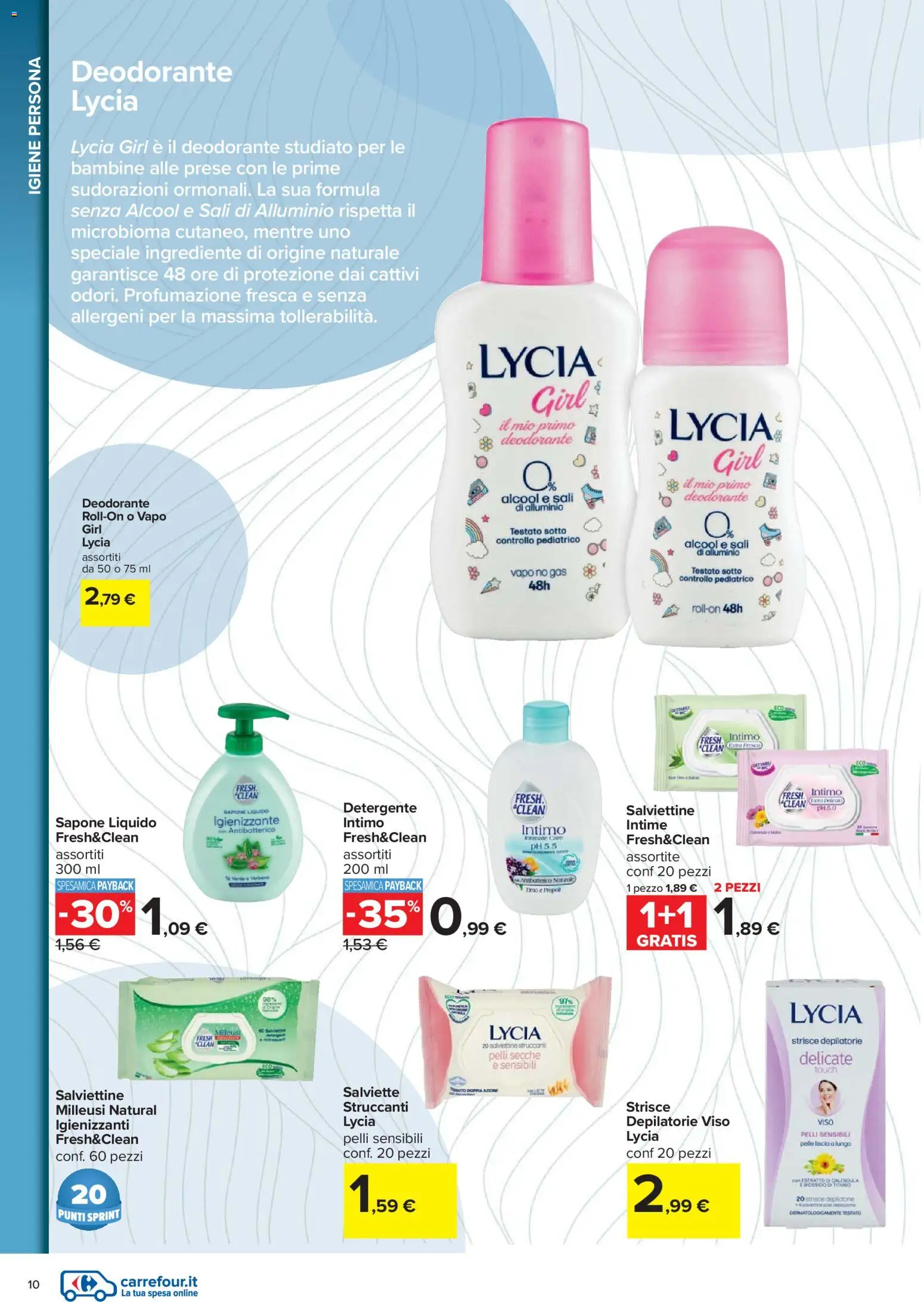 Volantino Carrefour del 07.11.2025 | Pagina: 10 | Prodotti: Sapone, Detergente, Intimo, Alluminio