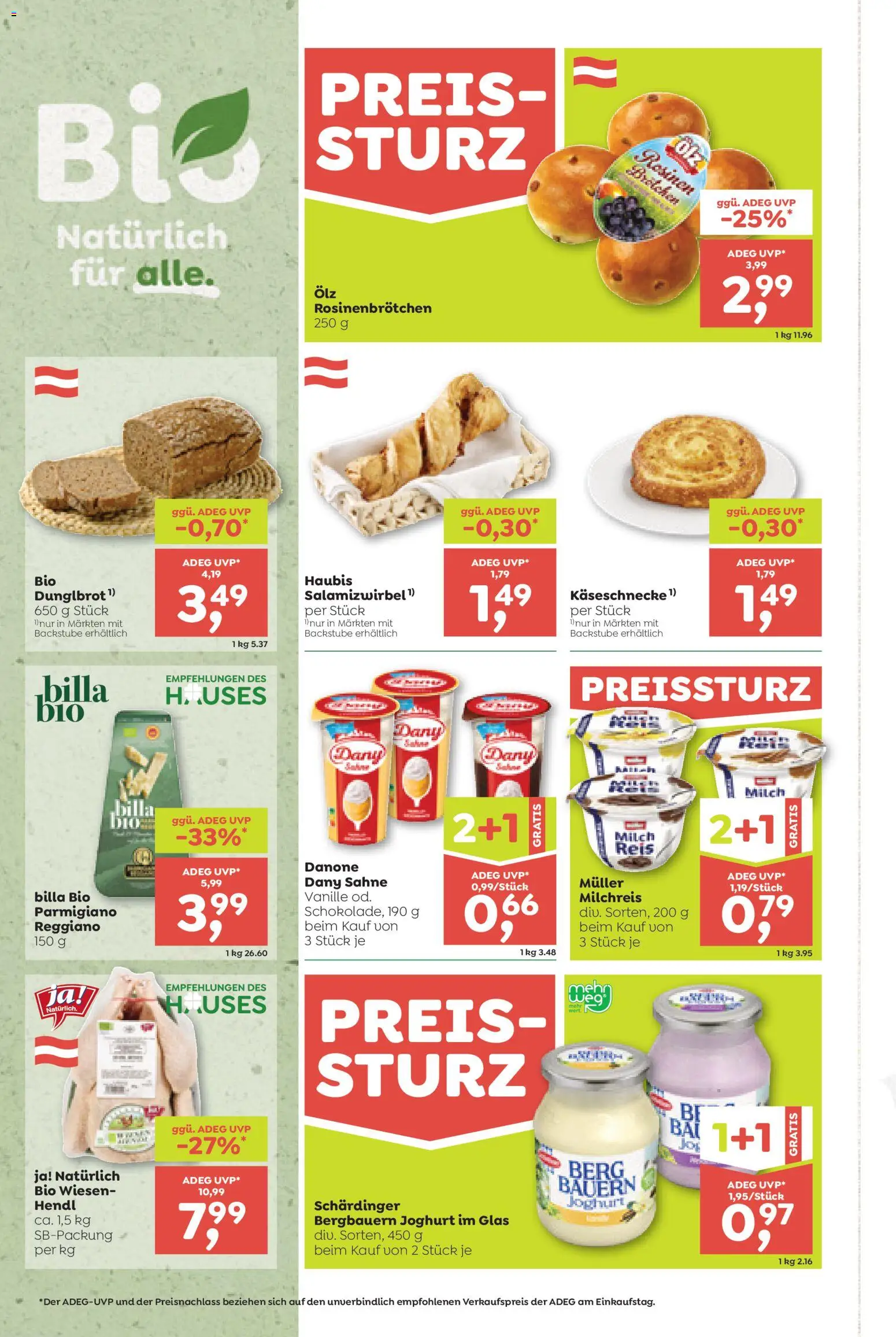 ADEG Flugblatt gültig ab 16.04.2026 | Seite: 2 | Produkte: Sahne, Rosinen, Milch, Reis
