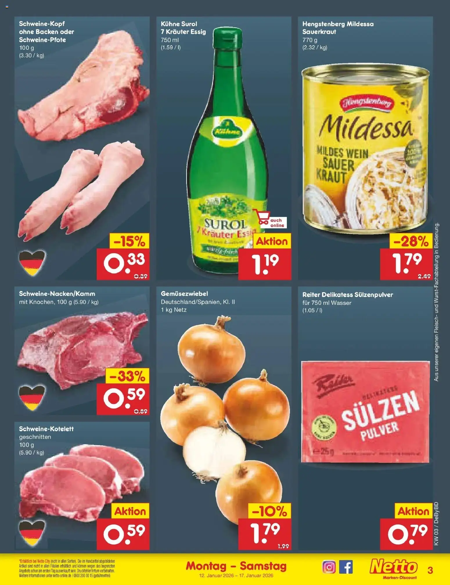Netto Marken-Discount prospekt Buttenwiesen	 – gültig ab 12.01.2026 | Seite: 13 | Produkte: Essig, Kraut, Wein, Fleisch