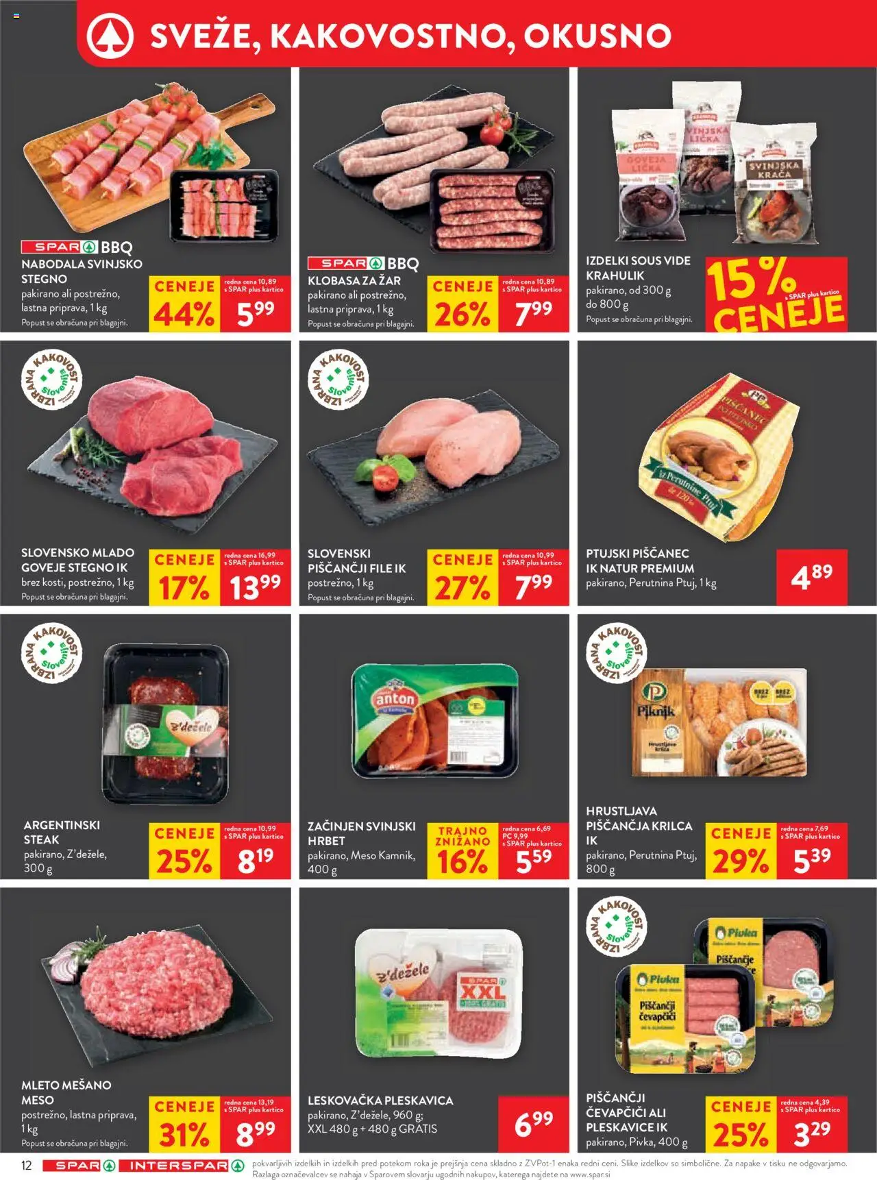 Spar katalog  27/25 │ velja od 02.07.2025 | Stran: 16 | Izdelki: Čevapčiči, Zar, Pleskavice, Nabodala