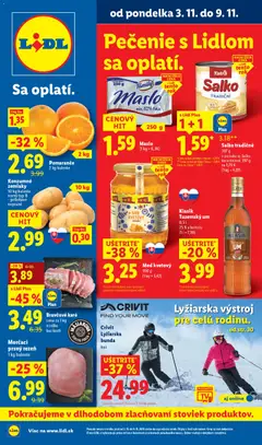 Lidl leták platný od 03.11.2025 | Strana: 1 | Produkty: Tv, Pomaranče, Salko, Zemiaky