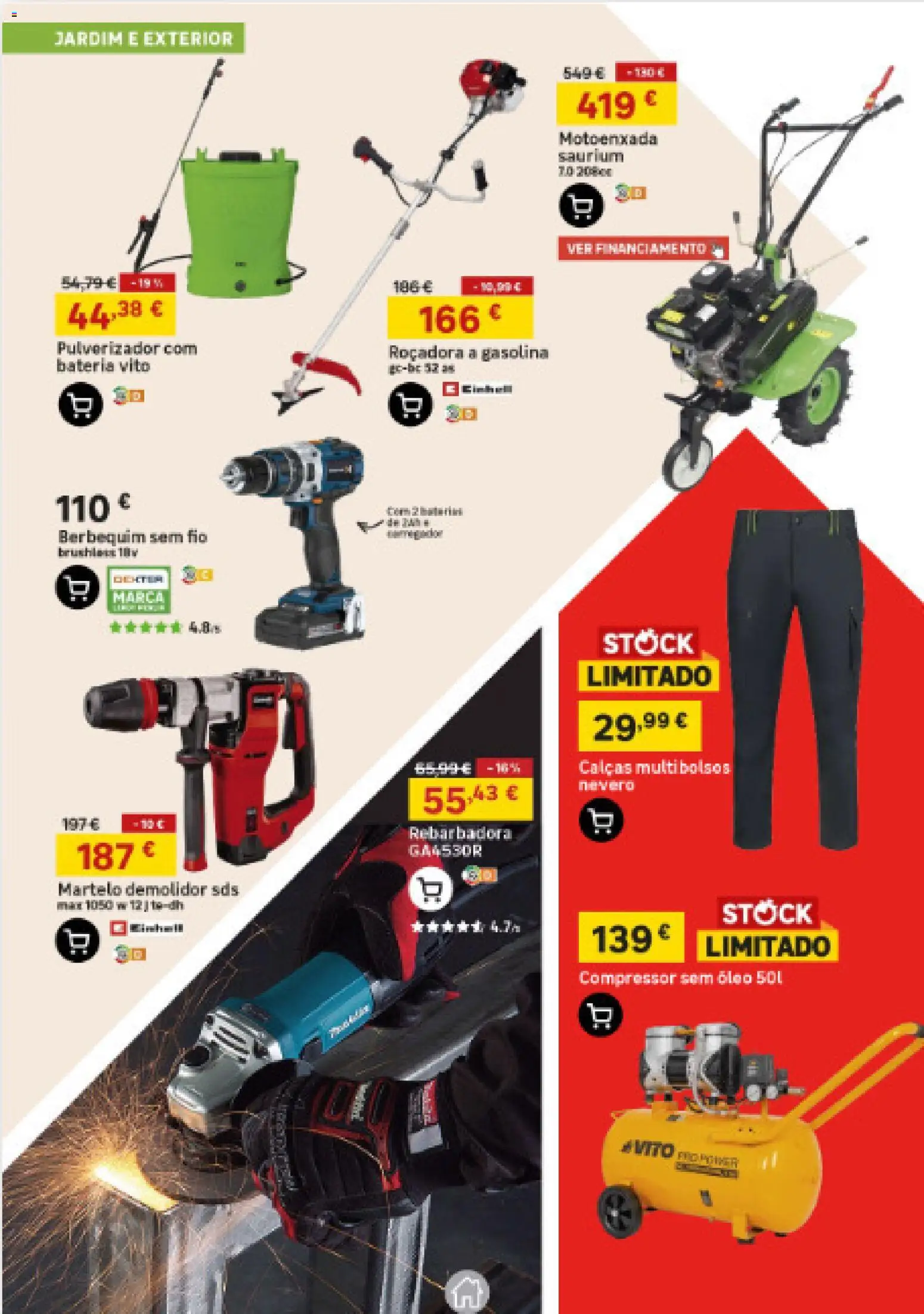 Leroy Merlin Arquipélago dos Açores │ válido de 26.03.2026 | Página: 6 | Produtos: Motoenxada, Calças, Bateria, Martelo