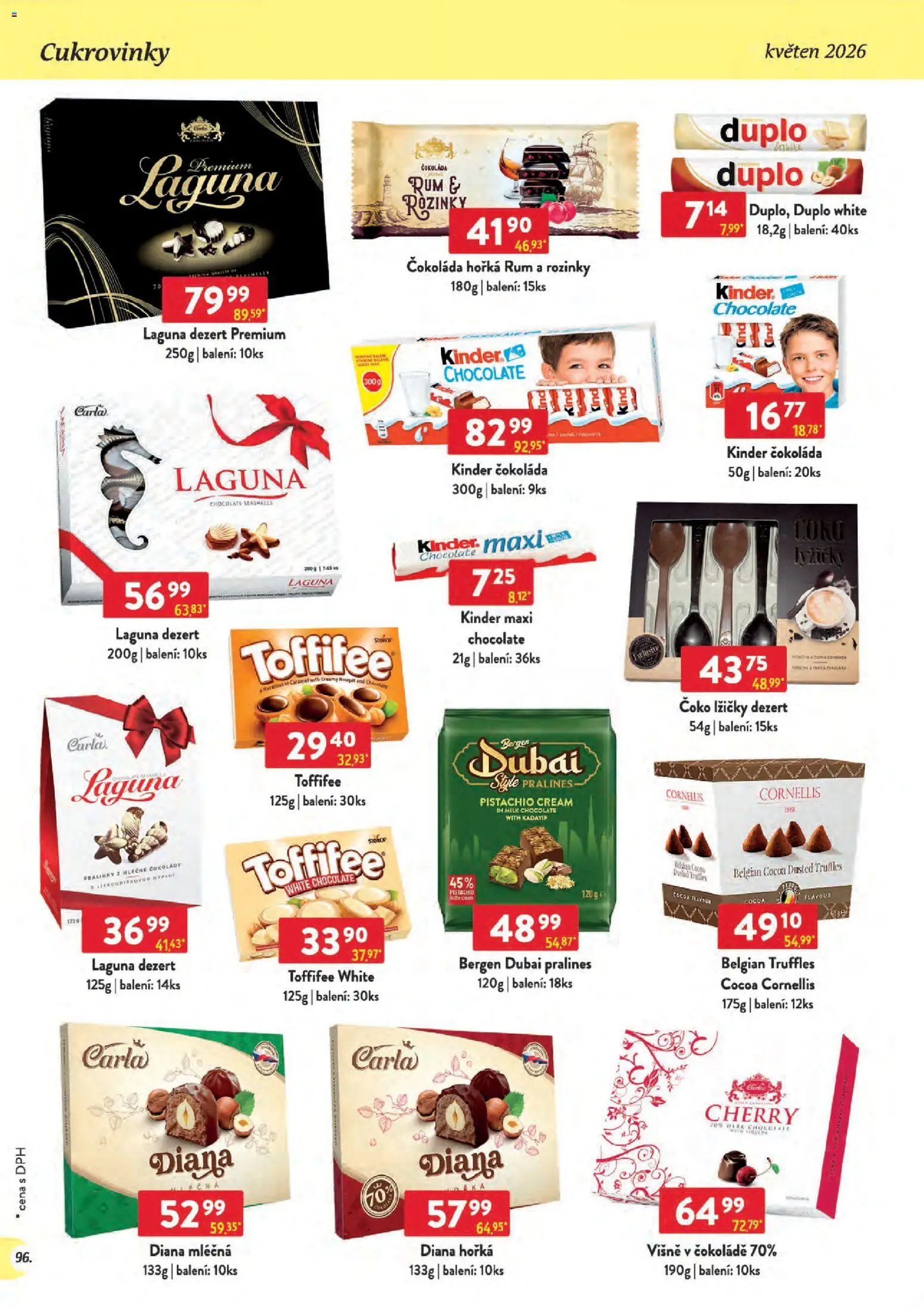 Astur & Qanto leták - Velkoobchod 05/2026 od 01.05.2026 | Strana: 96 | Produkty: Rozinky, Kinder čokoláda, Truffles, Toffifee White