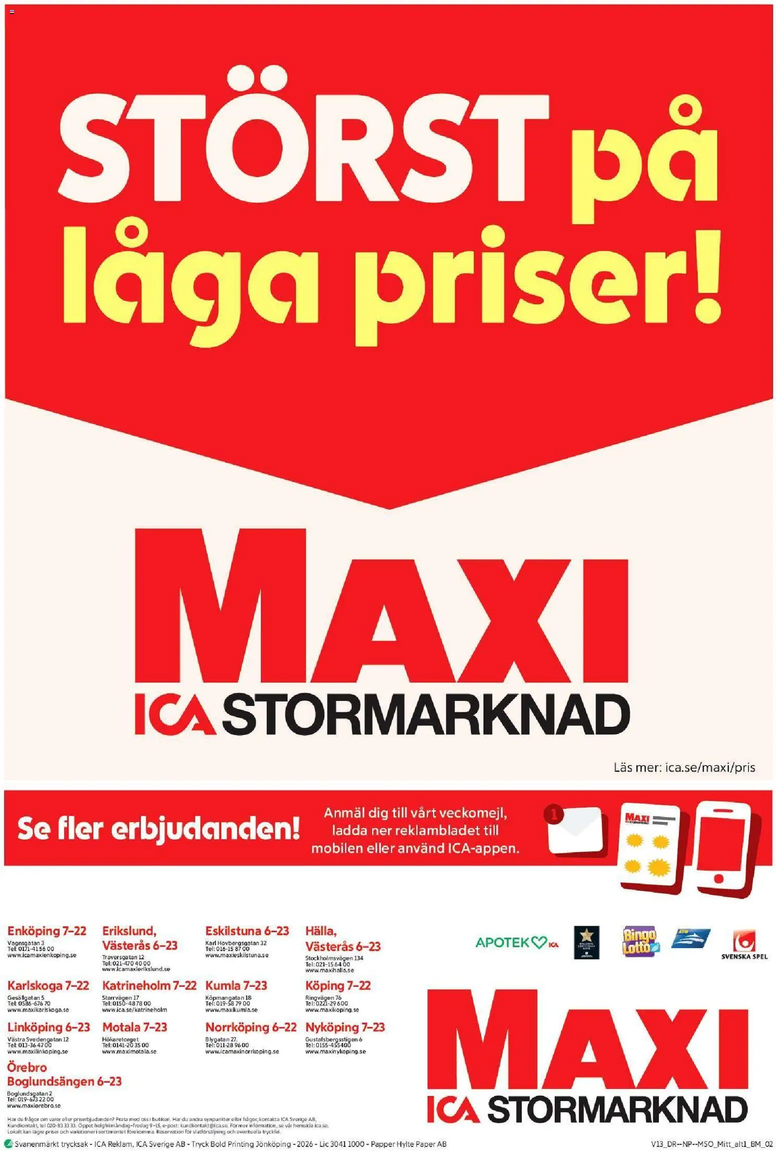 ICA Maxi reklamblad aktuell från 23.03.2026 | Sida: 20 | Produkter: Papper, Spel