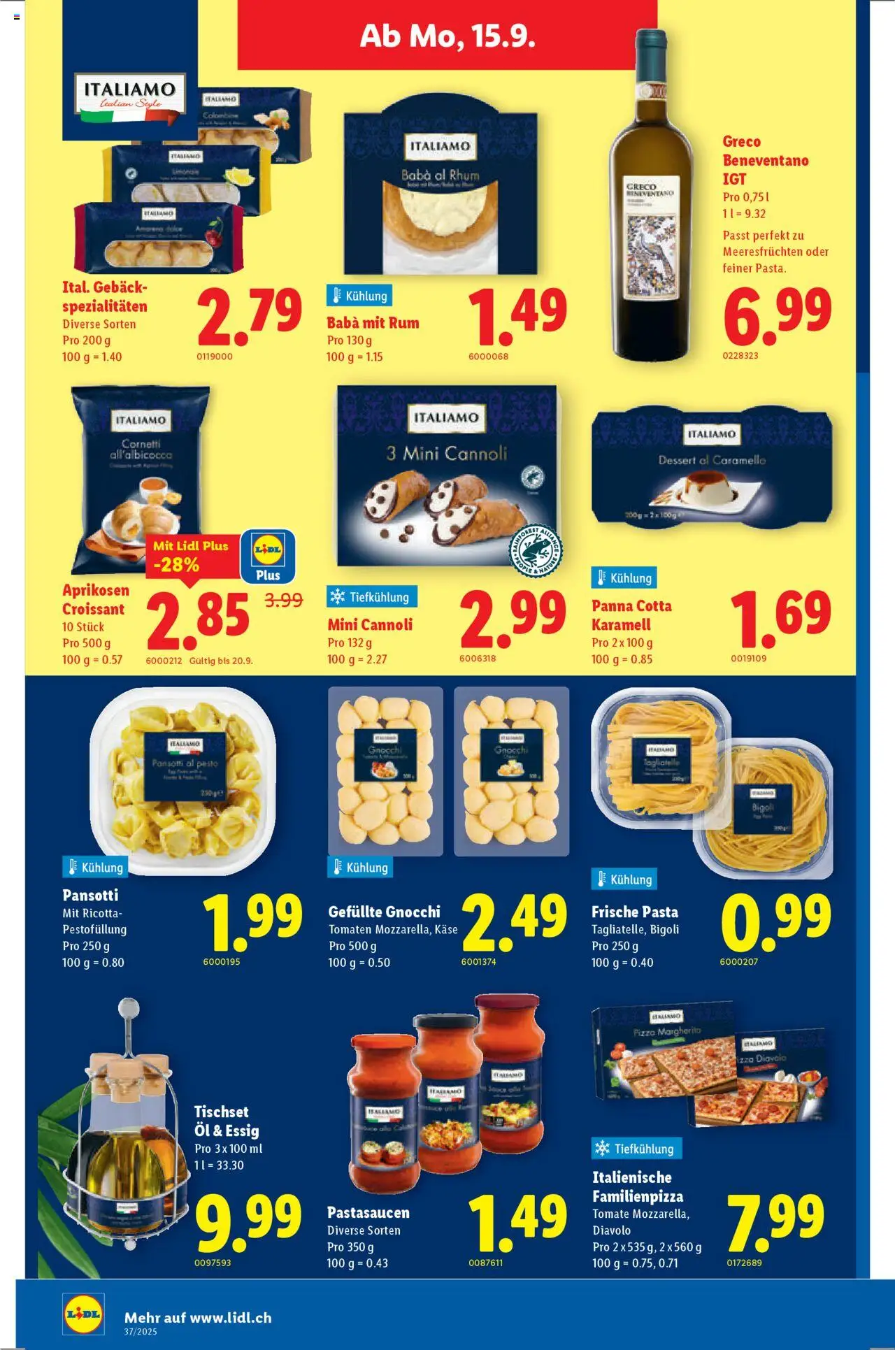 Lidl Aktionen – gültig ab 11.09.2025 | Seite: 32 | Produkte: Essig, Öl, Pizza, Pasta