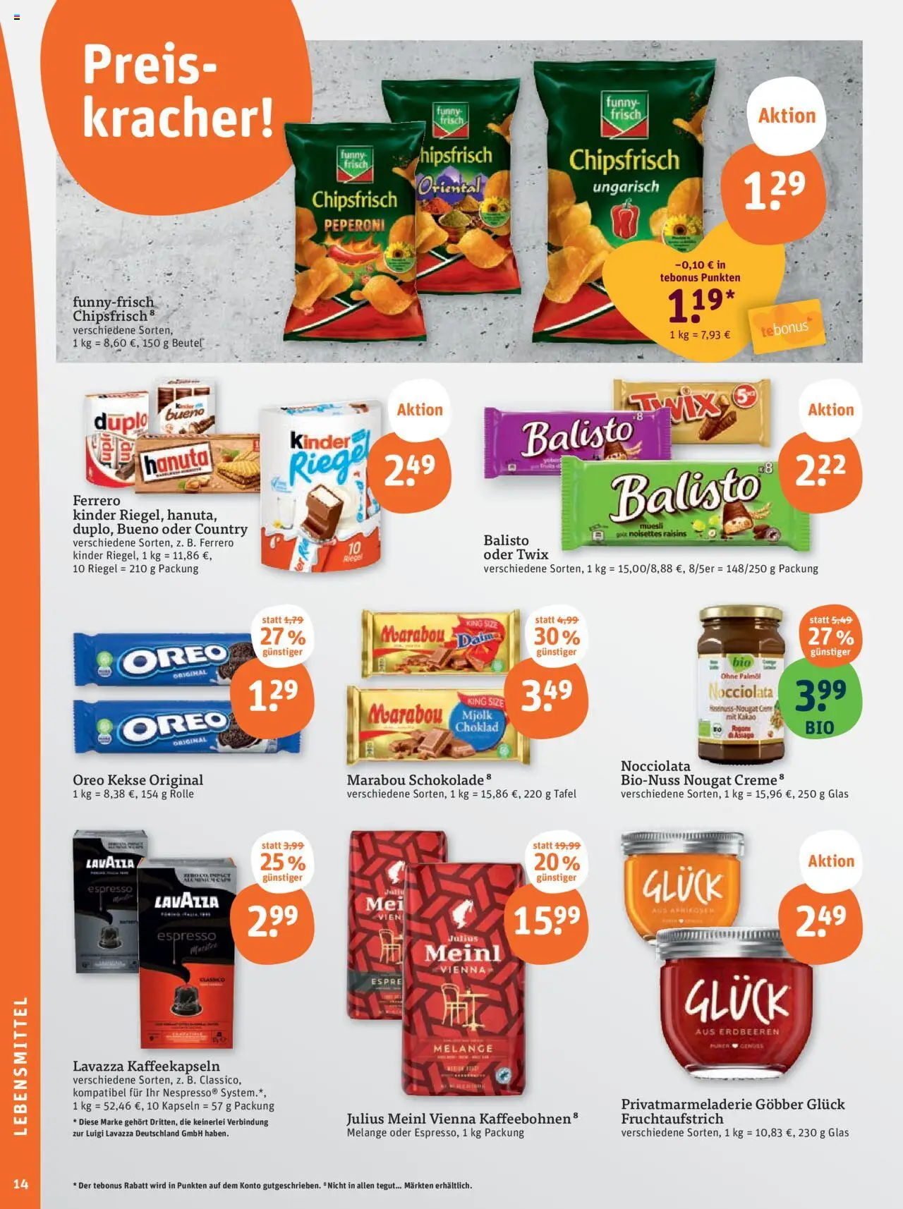 Tegut - Baden-Württemberg - gültig ab dem 28.07.2025 | Seite: 16 | Produkte: Lavazza, Funny frisch, Erdbeeren, Kekse