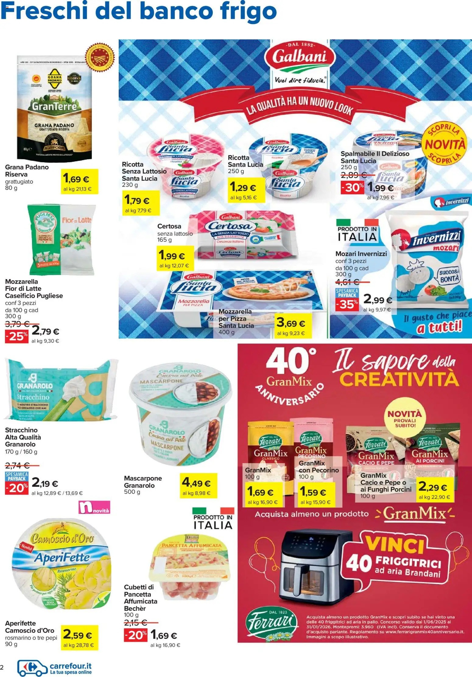 Volantino Carrefour del 27.11.2025 | Pagina: 2 | Prodotti: Pepe, Grana Padano, Ricotta, Pecorino