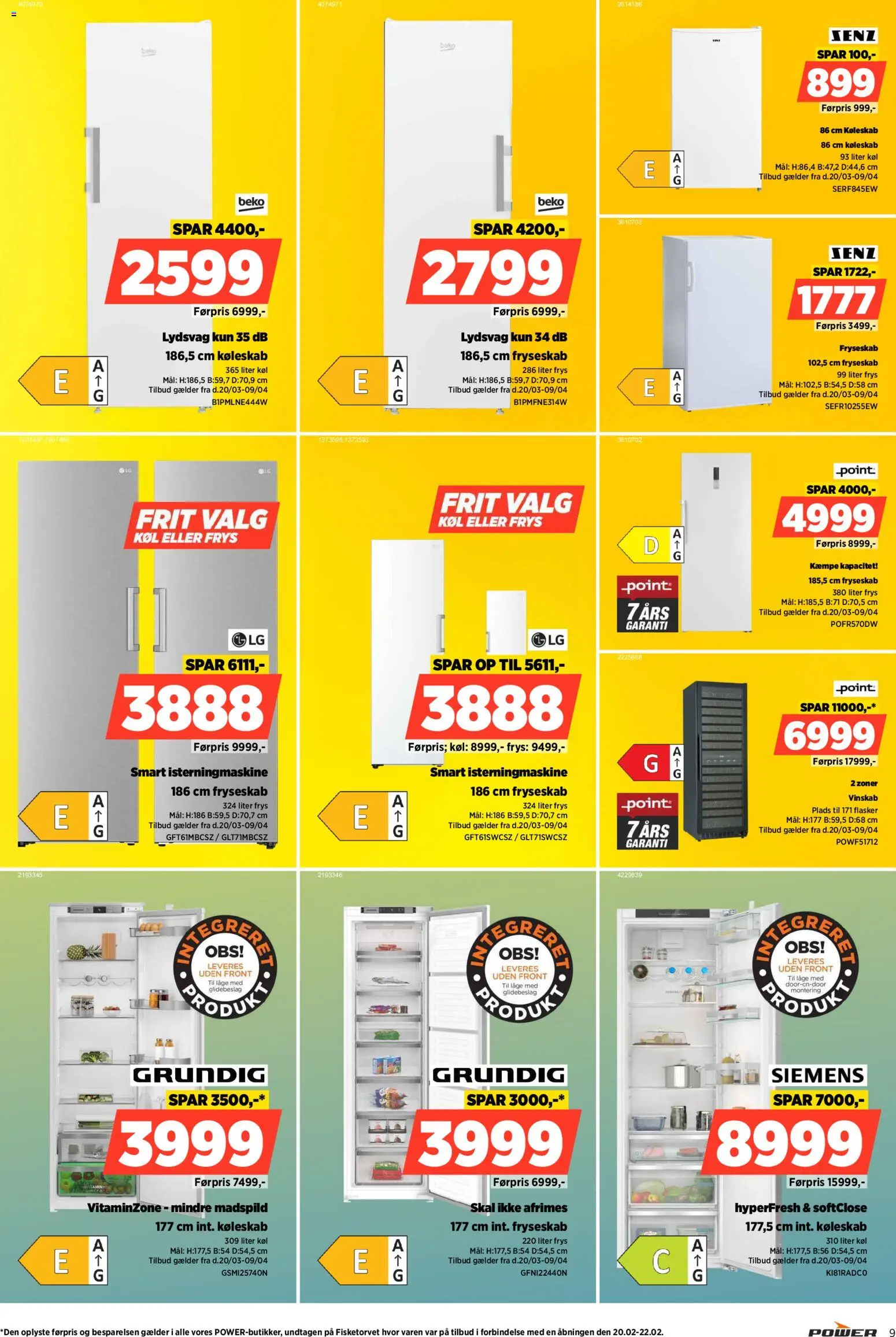 Power tilbudsavis – gyldig fra 01.04.2026 | Side: 9 | Produkter: Køleskab