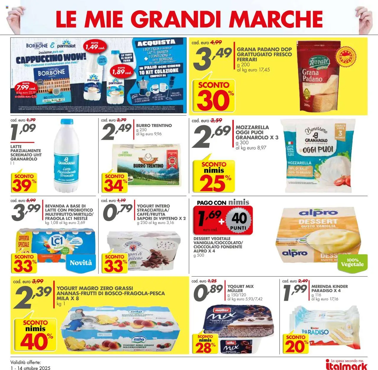 Volantino Italmark del 01.10.2025 | Pagina: 9 | Prodotti: Yogurt, Caffè, Burro, Bottiglia