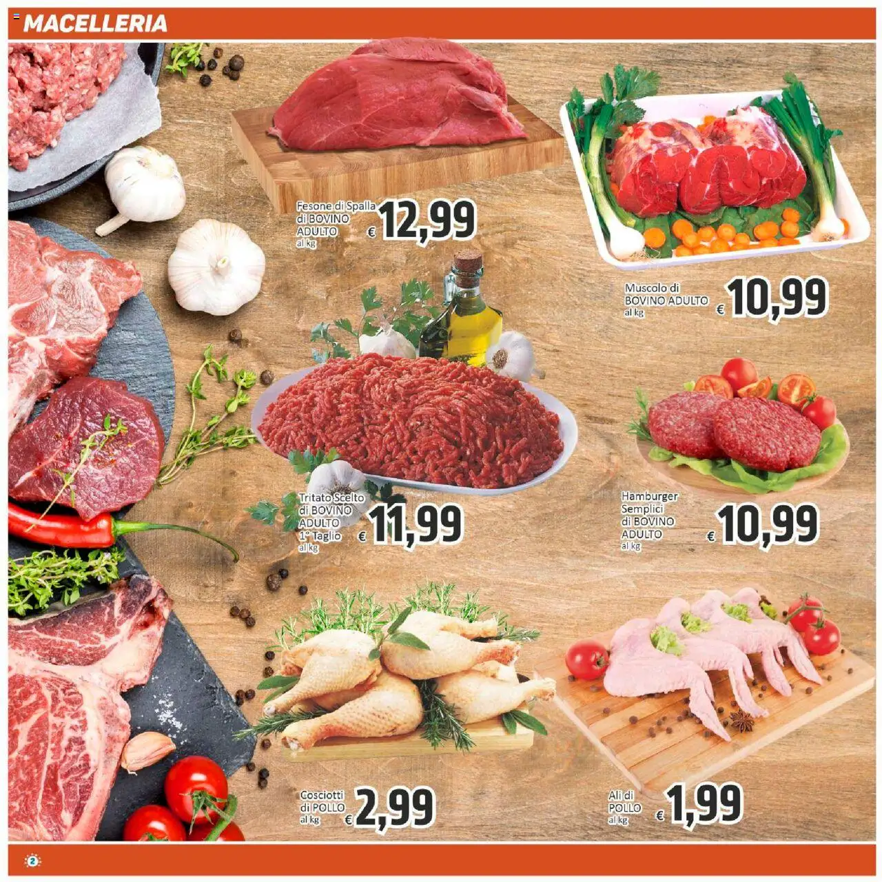 Volantino Paghi Poco del 29.08.2025 | Pagina: 2 | Prodotti: Bovino, Pollo, Hamburger