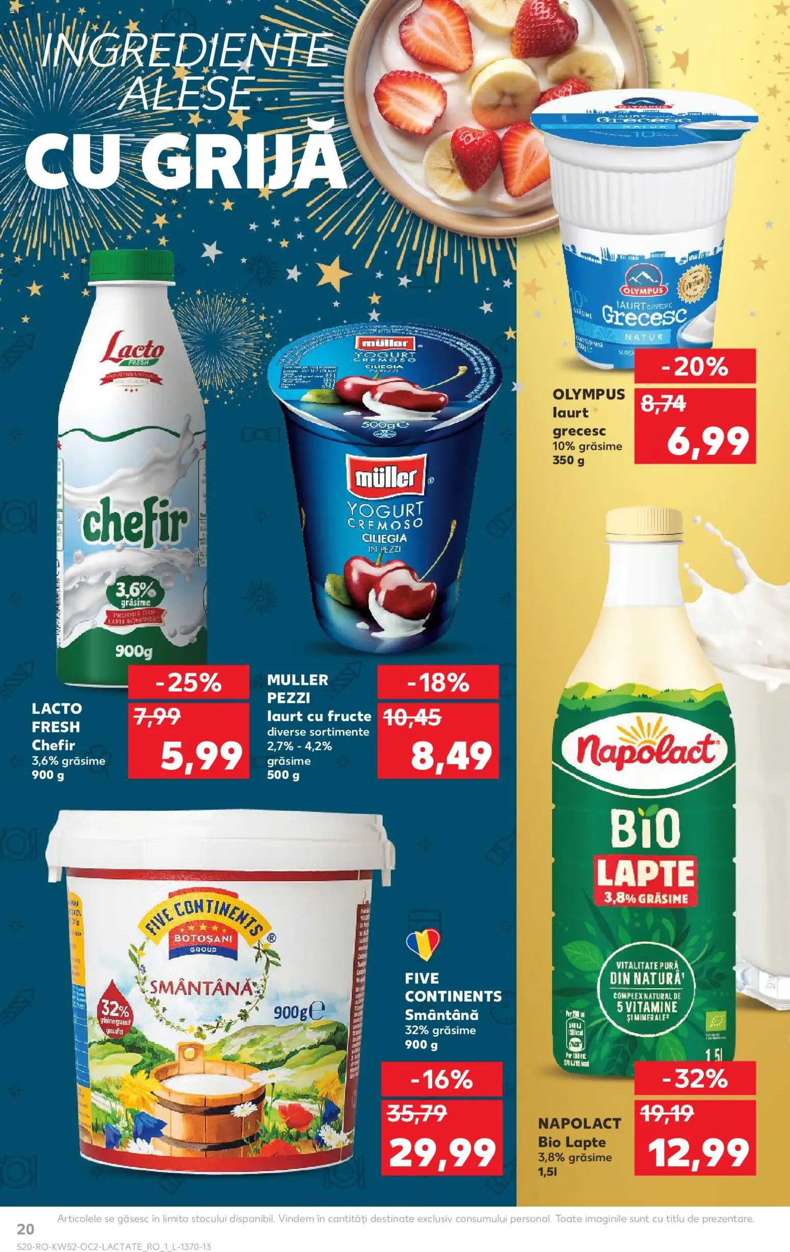 Noul catalog Kaufland – valabil de la 24.12.2025 | Pagină: 20 | Produse: Şerit ödül, Kefir, Smântână, Fructe