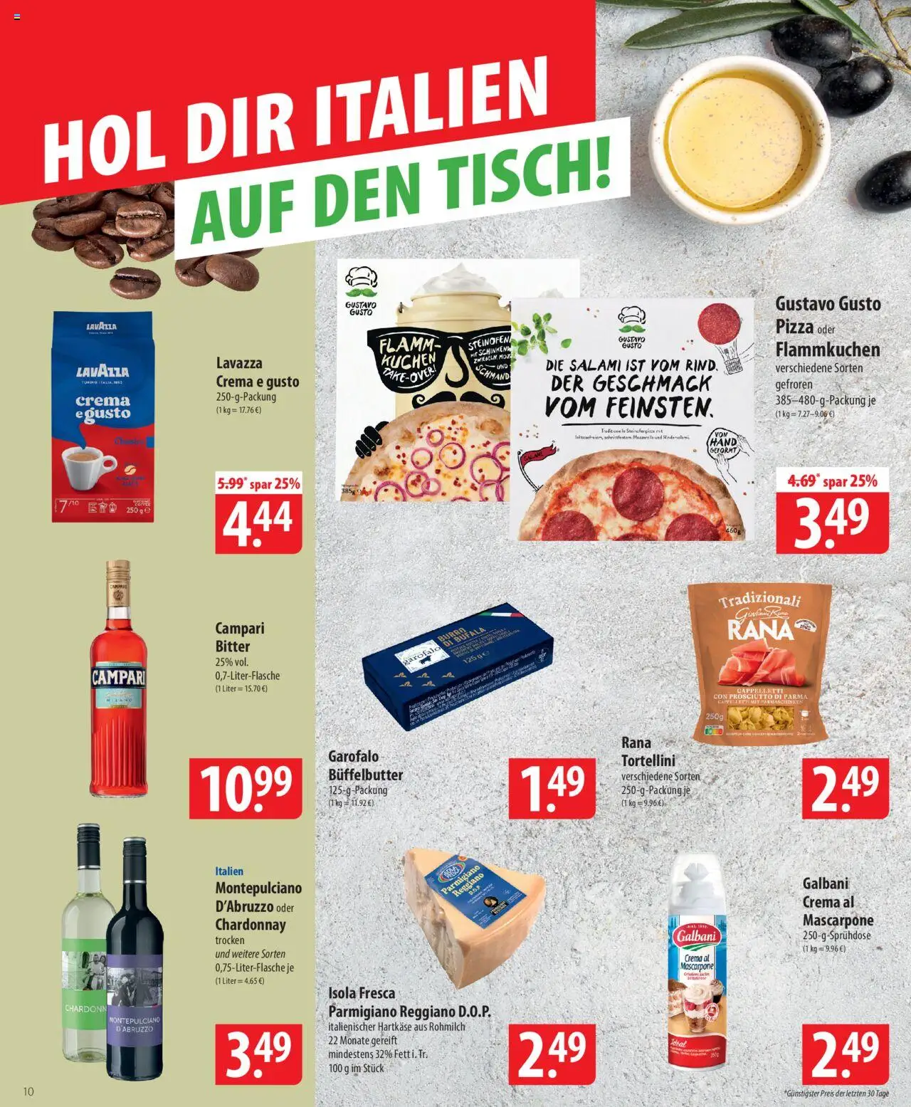 Famila Prospekt 	 – gültig ab 22.09.2025 | Seite: 10 | Produkte: Lavazza, Campari, Salami, Kuchen
