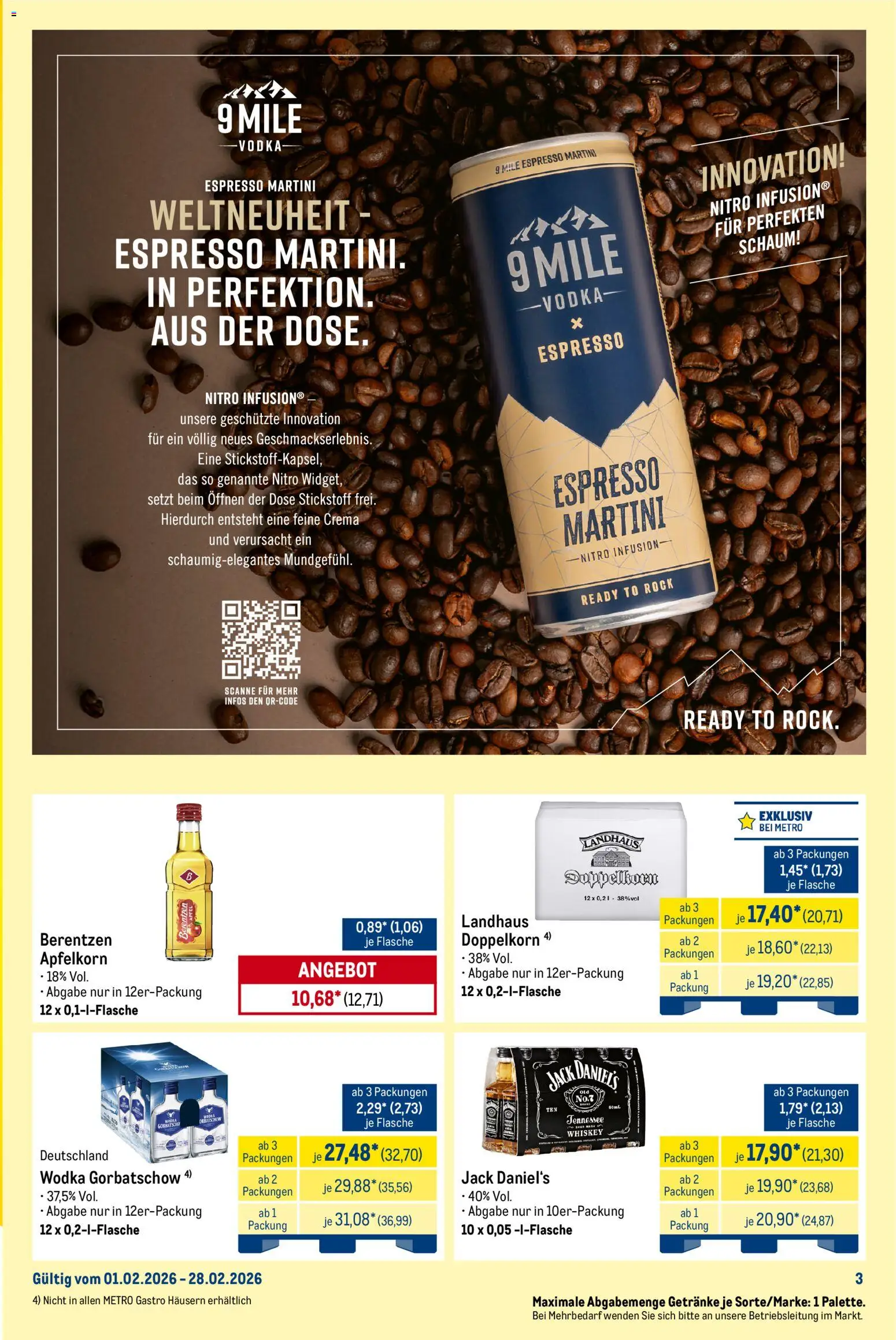 Metro  Monats-Mix – gültig ab 01.02.2026 | Seite: 3 | Produkte: Jack Daniel's, Wodka gorbatschow, Vodka, Wodka
