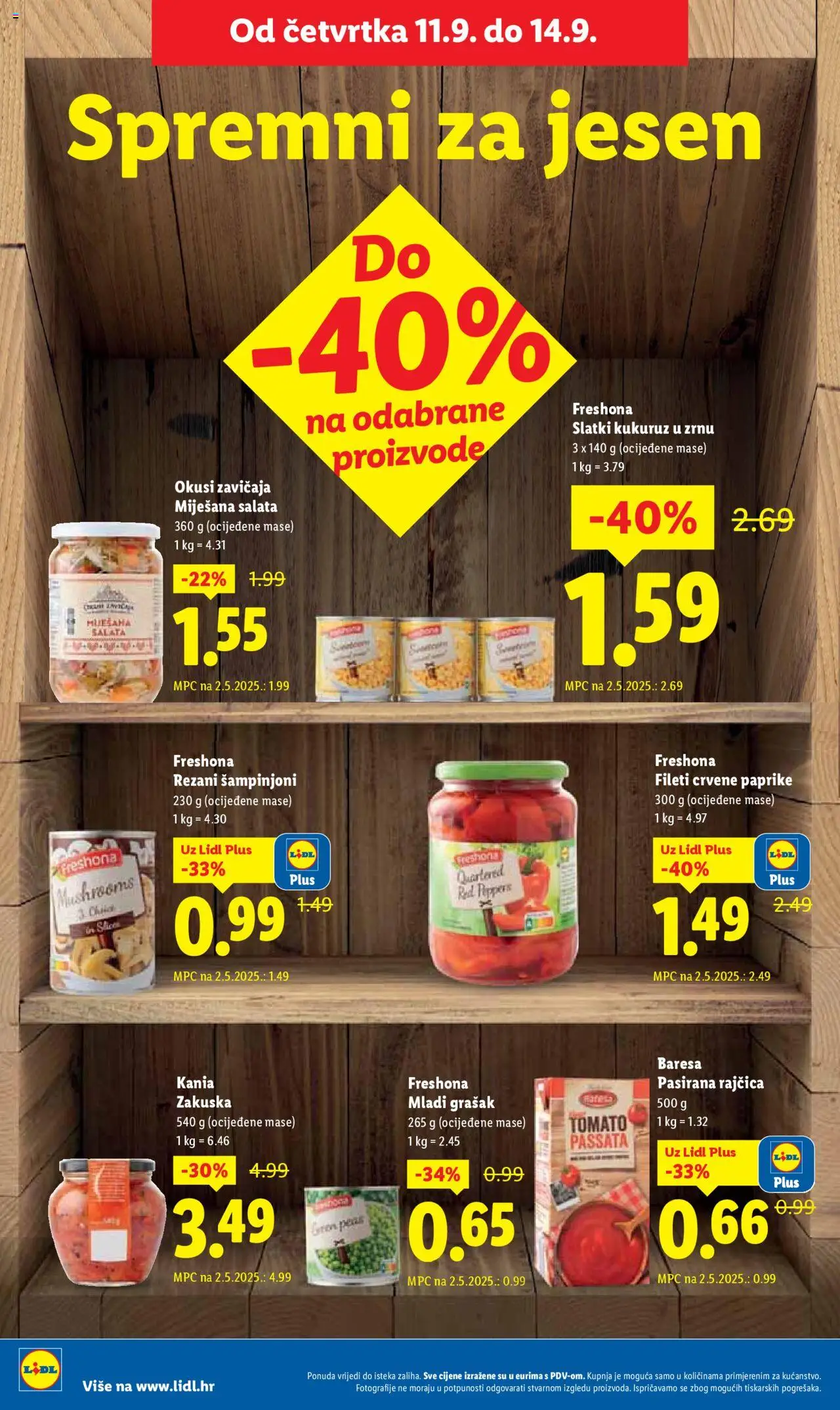 Lidl katalog | vrijedi od 11.09.2025 | Stranica: 18 | Proizvodi: Kukuruz, Šampinjoni, Grašak, Rajčica