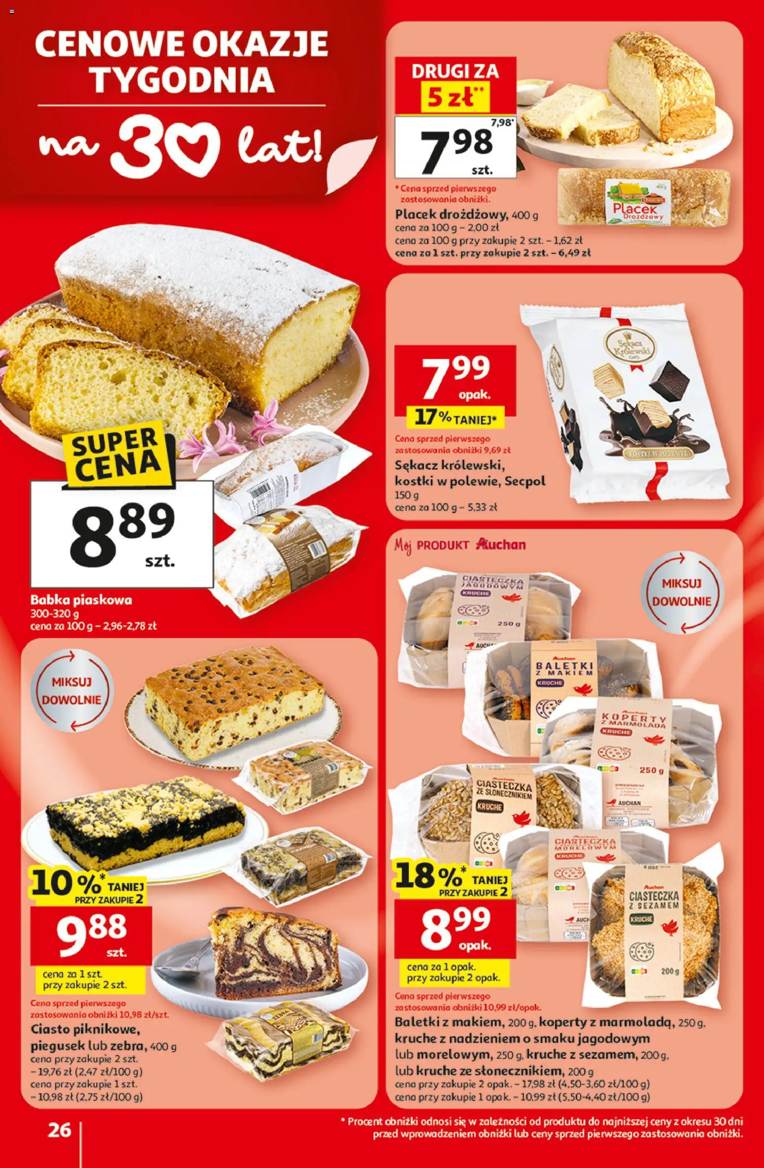 Auchan gazetka - 30 Lat Hipermarket od 29.04.2026 | Strona: 26 | Produkty: Ciasto, Babka, Ciasteczka