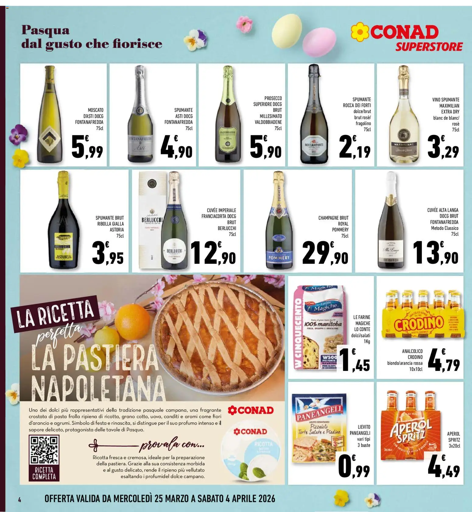 Volantino Conad del 25.03.2026 | Pagina: 4 | Prodotti: Champagne, Ricotta, Aperol, Profumo