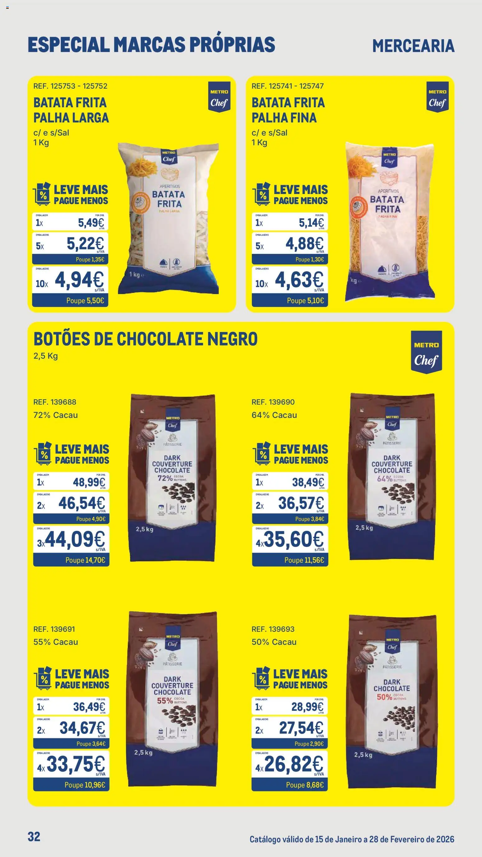 Makro Especial Marcas Próprias  │ válido de 15.01.2026 | Página: 32 | Produtos: Batata, Batata frita, Chocolate