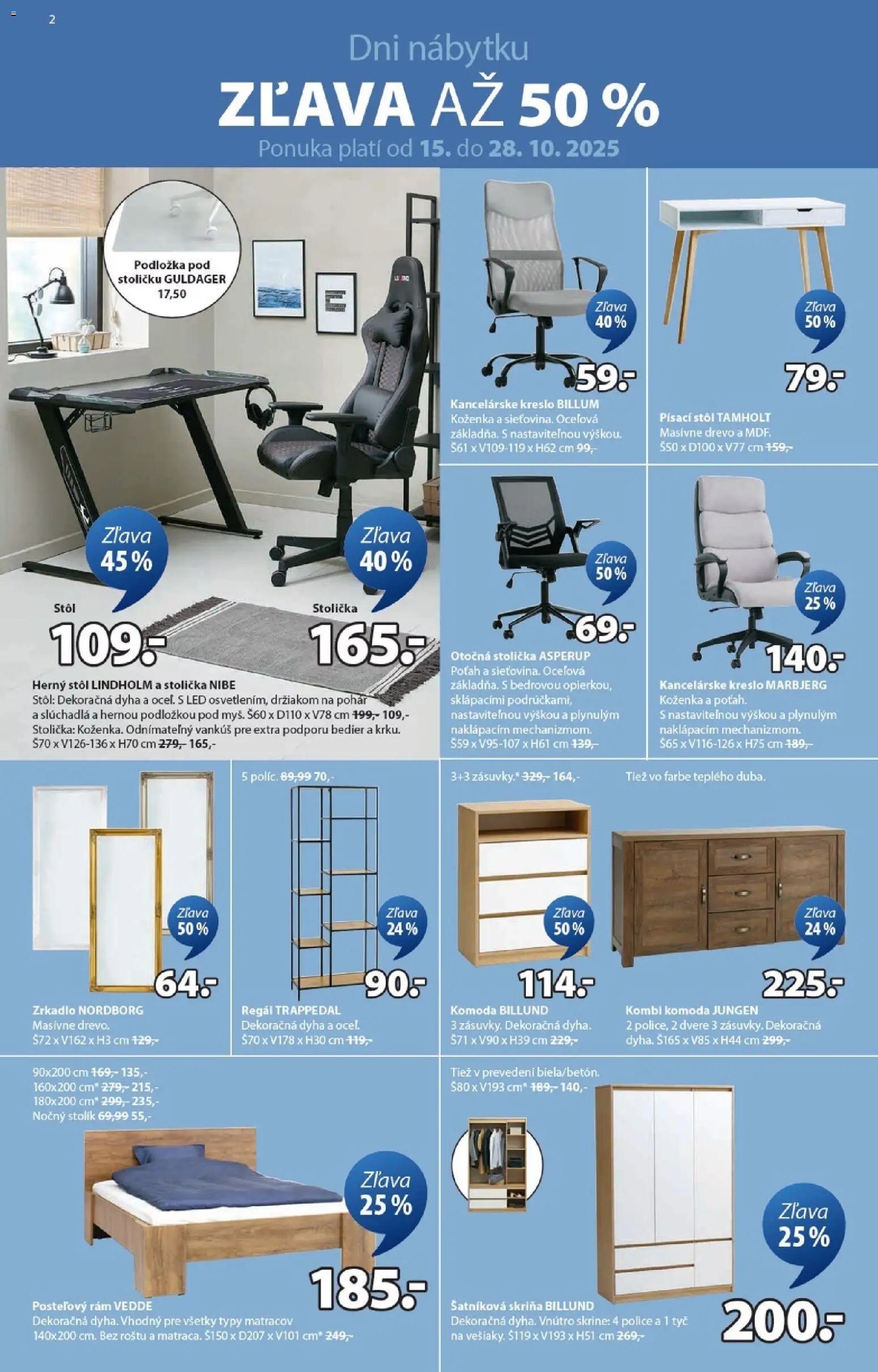 Nové JYSK akcie – leták je platný od 22.10.2025 | Strana: 2 | Produkty: Šatníková skriňa, Regál, Skriňa, Vankúš