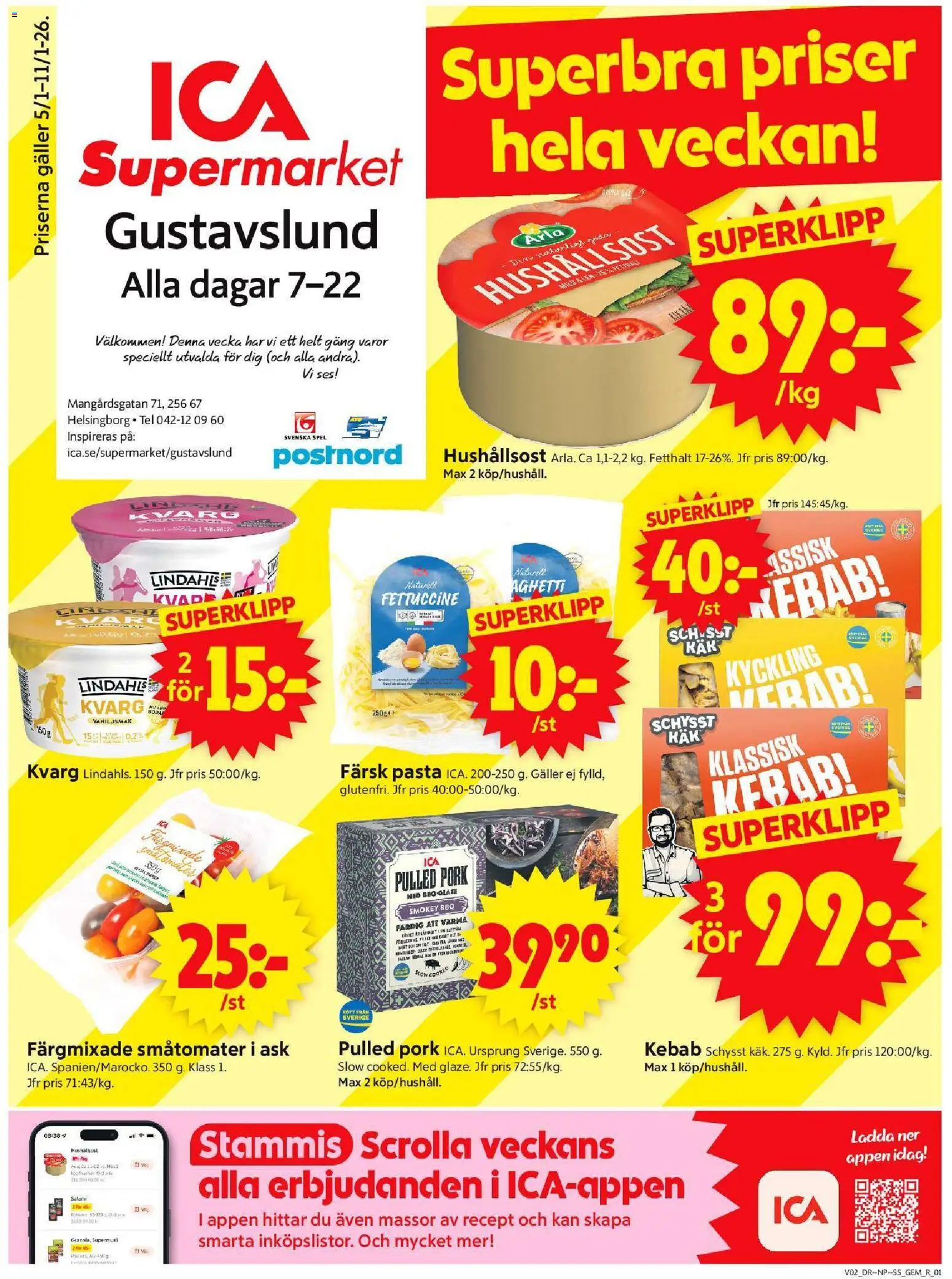 ICA Supermarket reklamblad aktuell från 05.01.2026 | Sida: 1 | Produkter: Gem, Galler, Salami, Kvarg