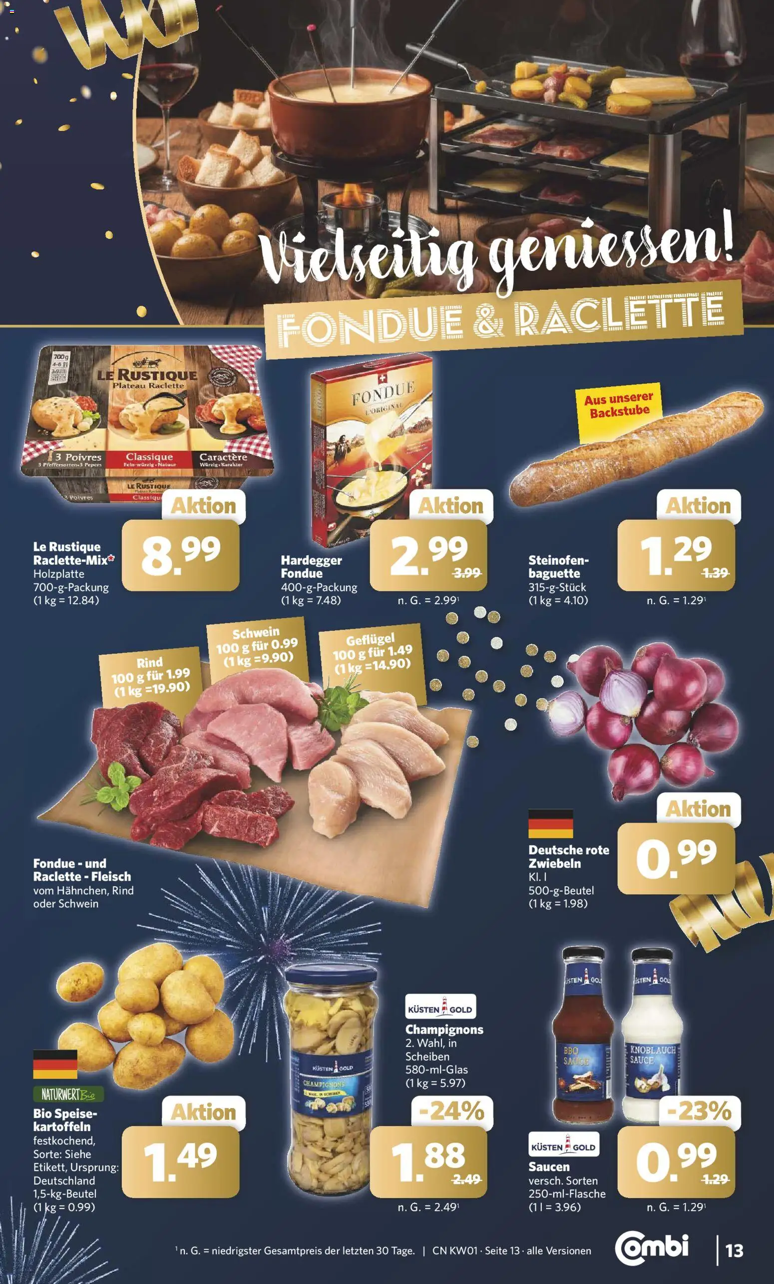 Combi Prospekt 	 – gültig ab 29.12.2025 | Seite: 13 | Produkte: Champignons, Kartoffeln, Zwiebeln, Fleisch