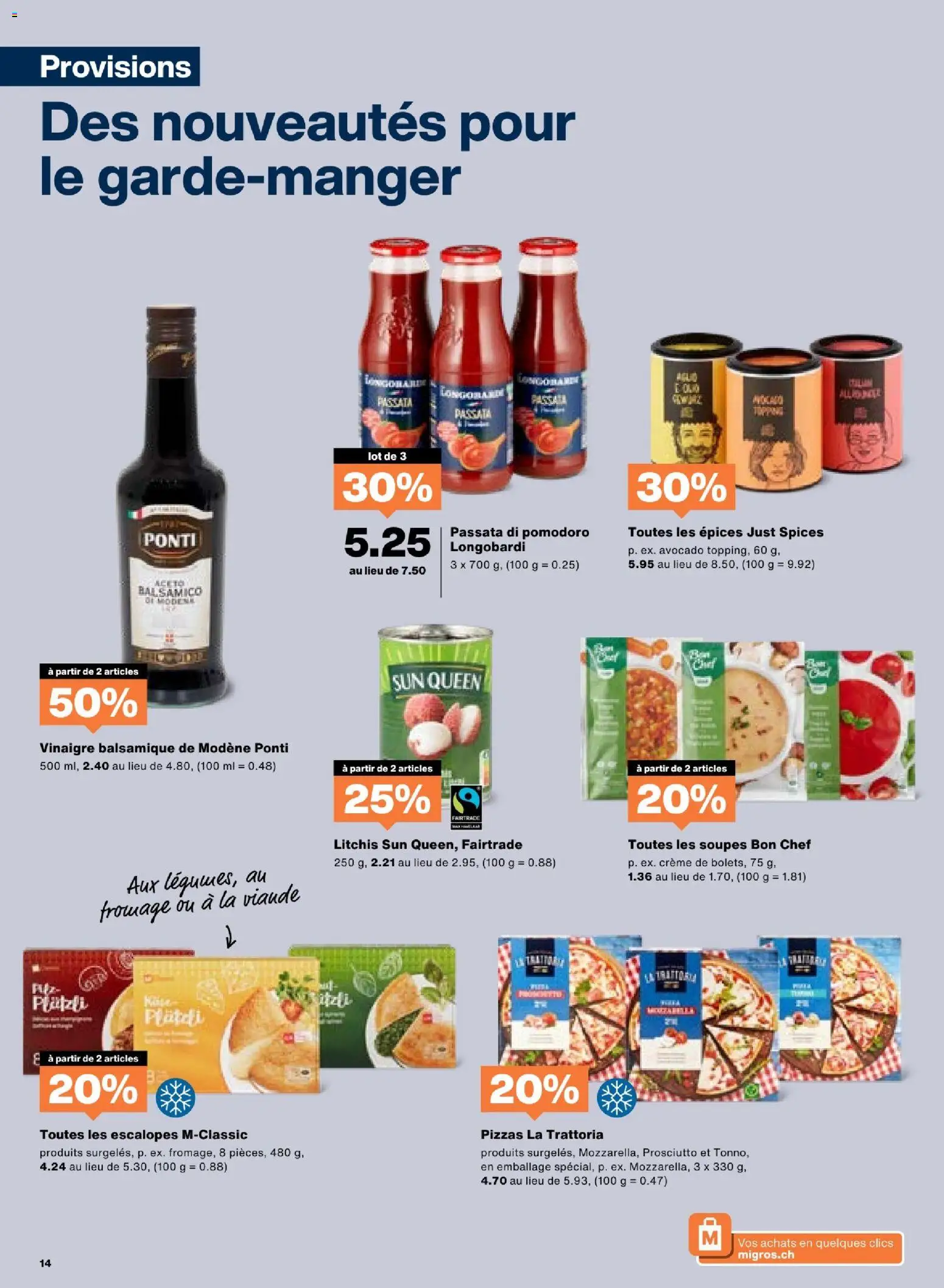 Migros Aktionen FR – gültig ab 25.11.2025 | Seite: 14 | Produkte: Balsamico, Pizza, Avocado, Creme