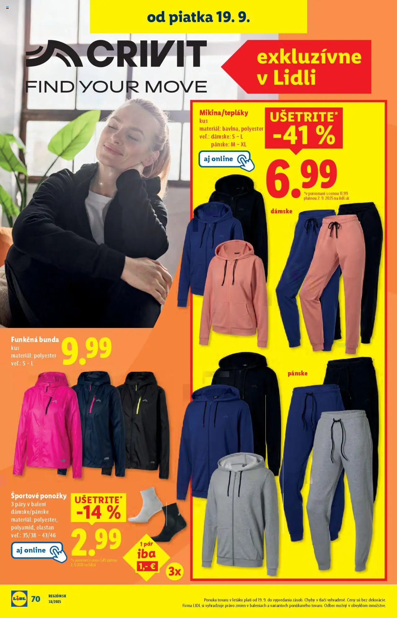 Nové Lidl akcie – leták je platný od 16.09.2025 | Strana: 106 | Produkty: Bunda, Ponožky