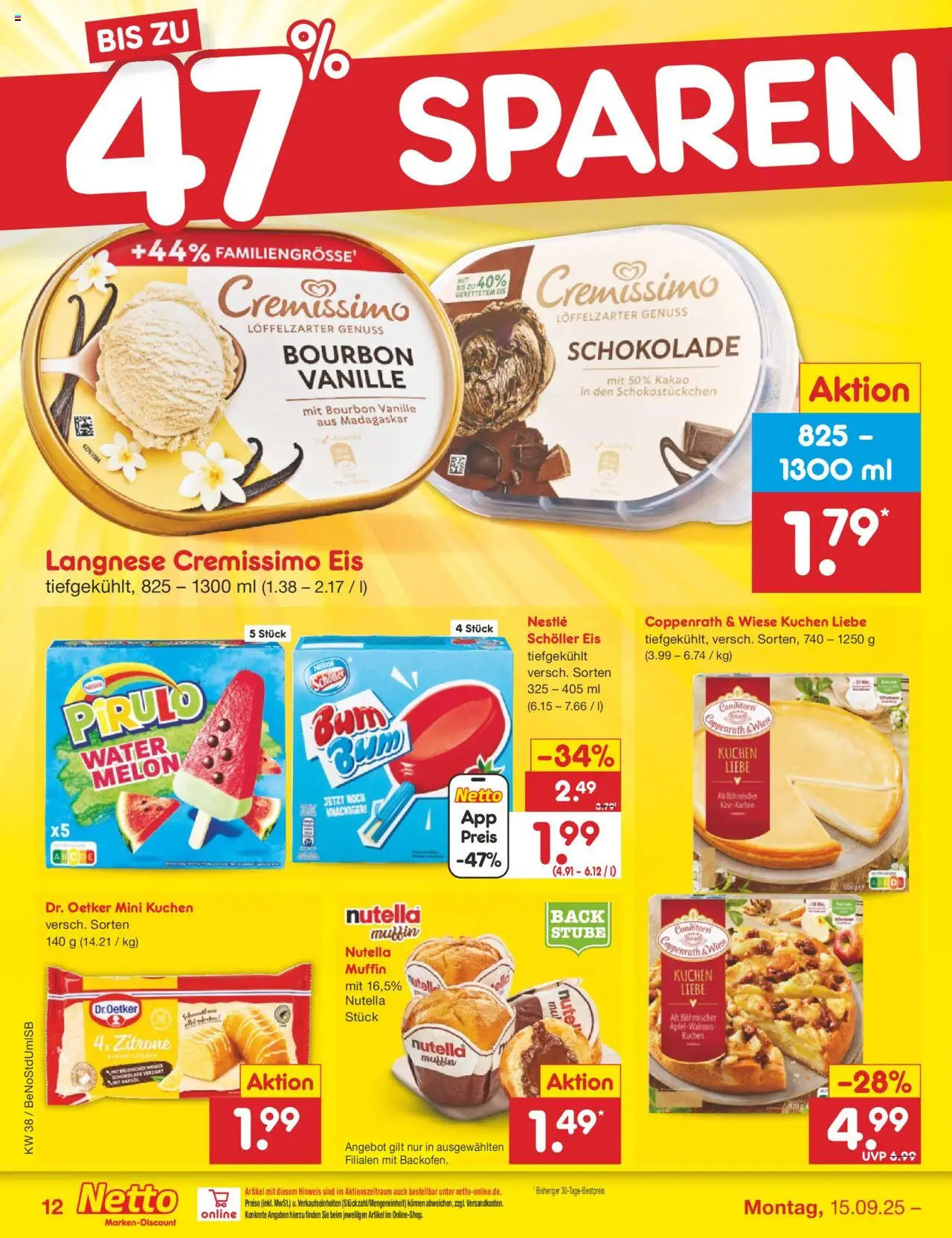 Netto Marken-Discount Prospekt 	 – gültig ab 15.09.2025 | Seite: 13 | Produkte: Langnese, Cremissimo, Schokolade, Nutella