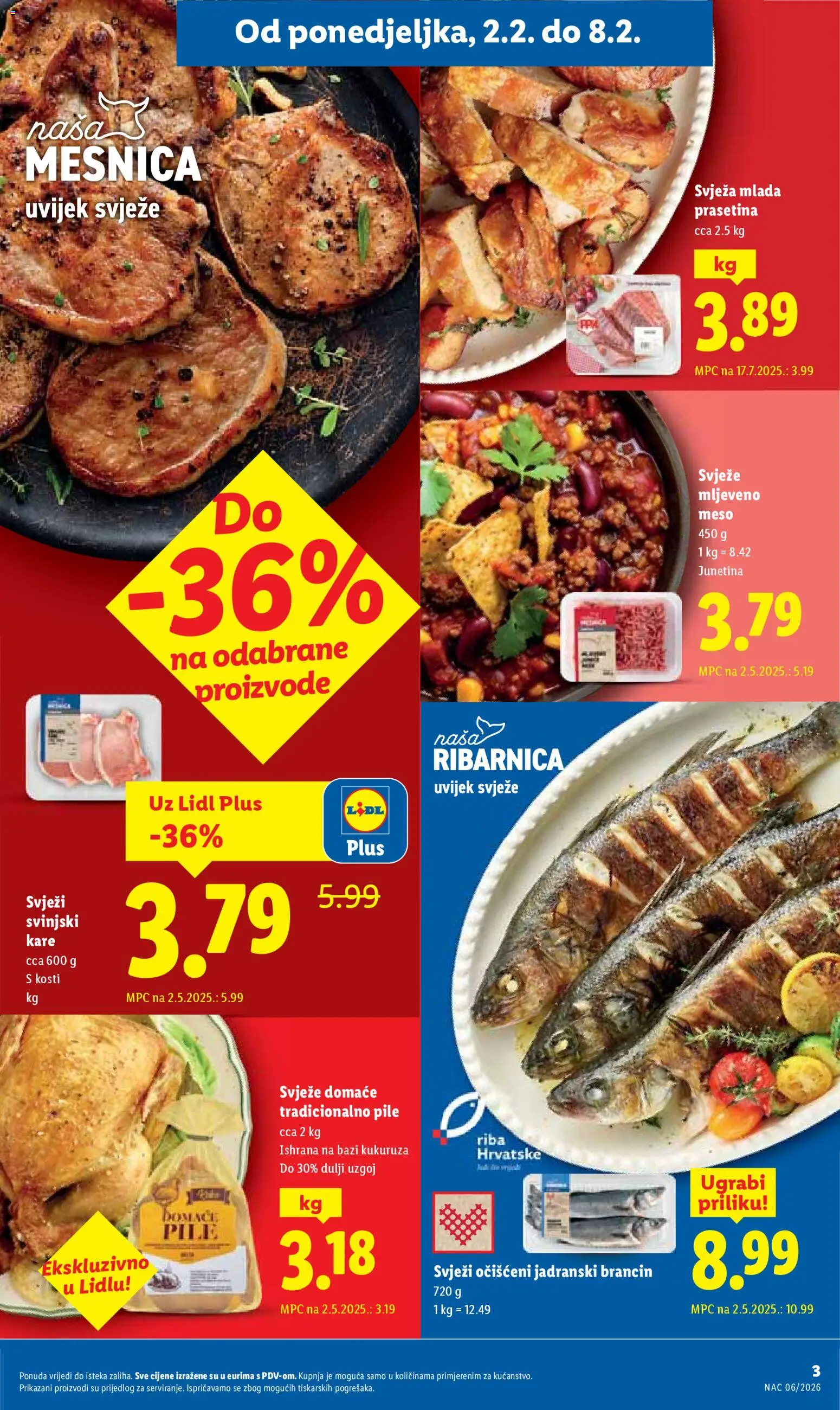 Lidl katalog | vrijedi od 02.02.2026 | Stranica: 3 | Proizvodi: Svinjski kare, Meso, Junetina, Mljeveno meso