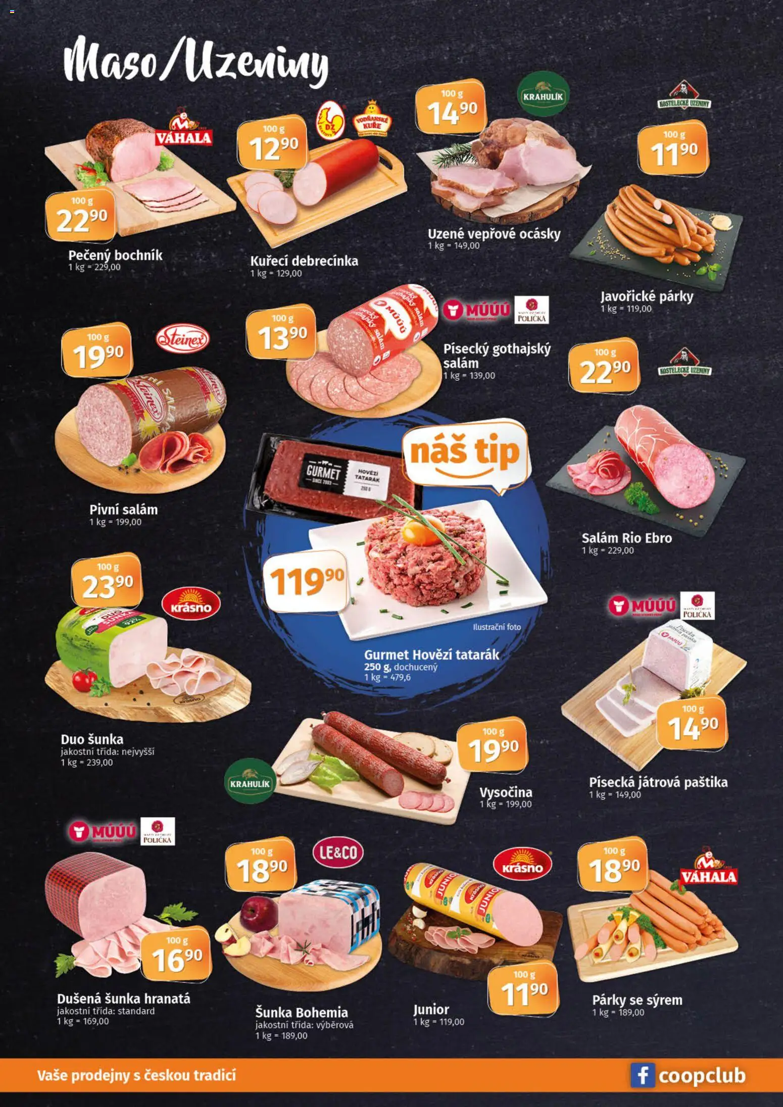 Trefa leták - COOP TIP TUTY menu od 17.12.2025 | Strana: 4 | Produkty: Uzeniny, Kuře, Paštika, Hovězí tatarák